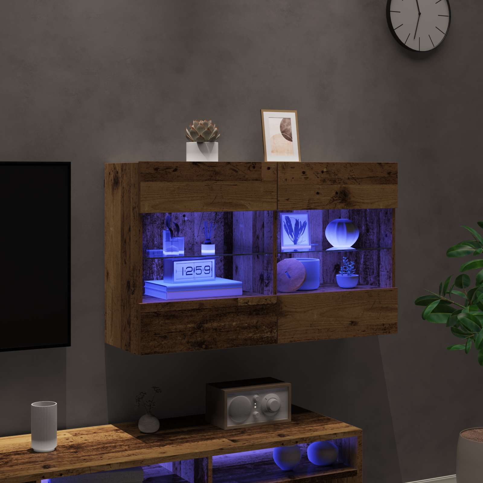 TV sieninė spintelė Senovinis medis 98,5 x 30 x 60,5 cm