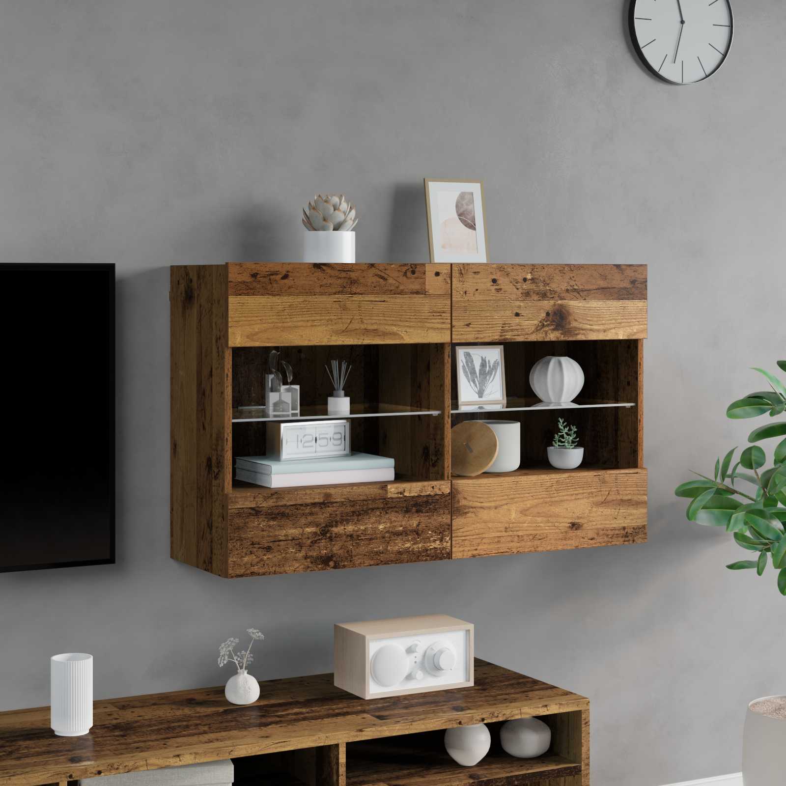 TV sieninė spintelė Senovinis medis 98,5 x 30 x 60,5 cm