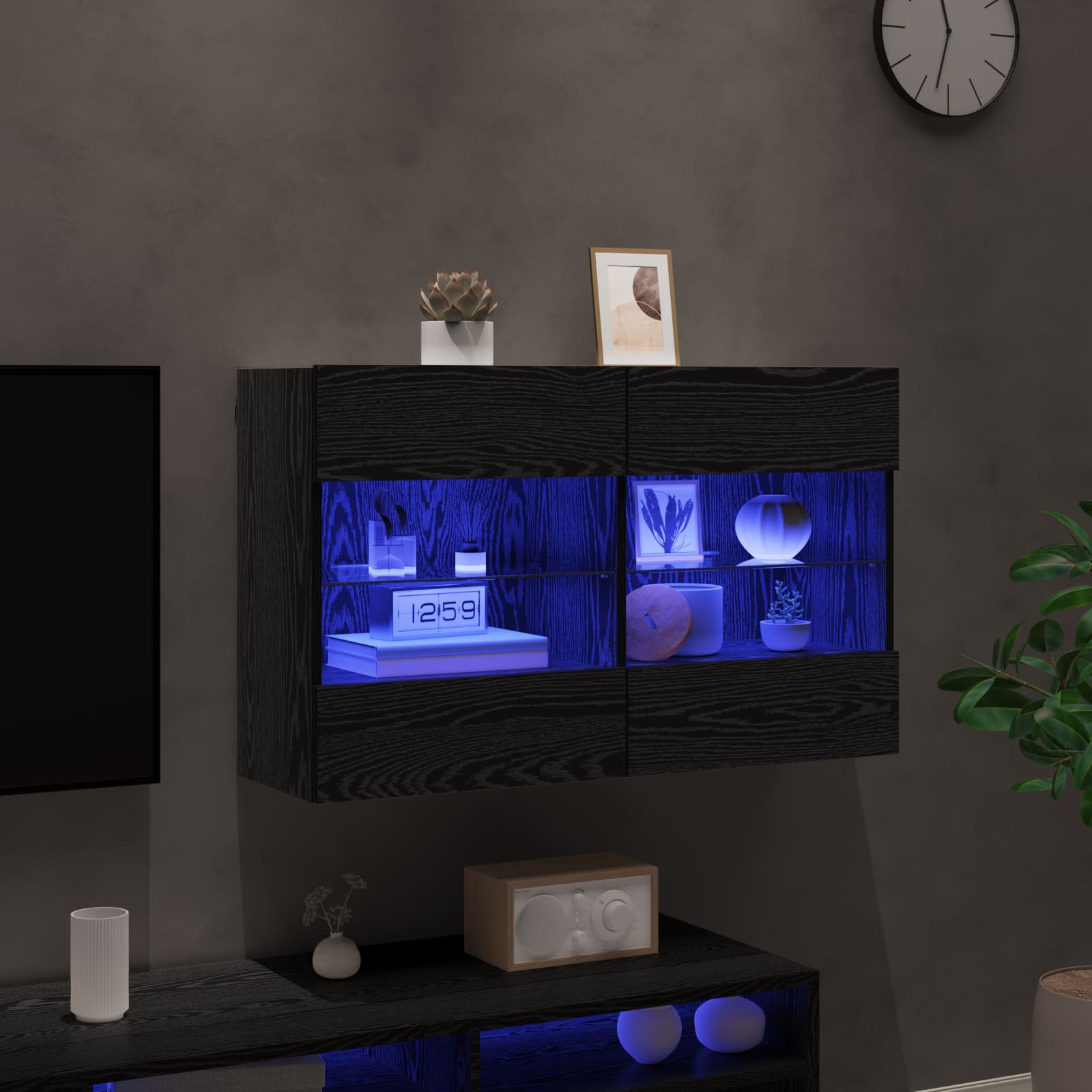 TV Wall Cabinet Black Oak 98.5 x 30 x 60.5 cm