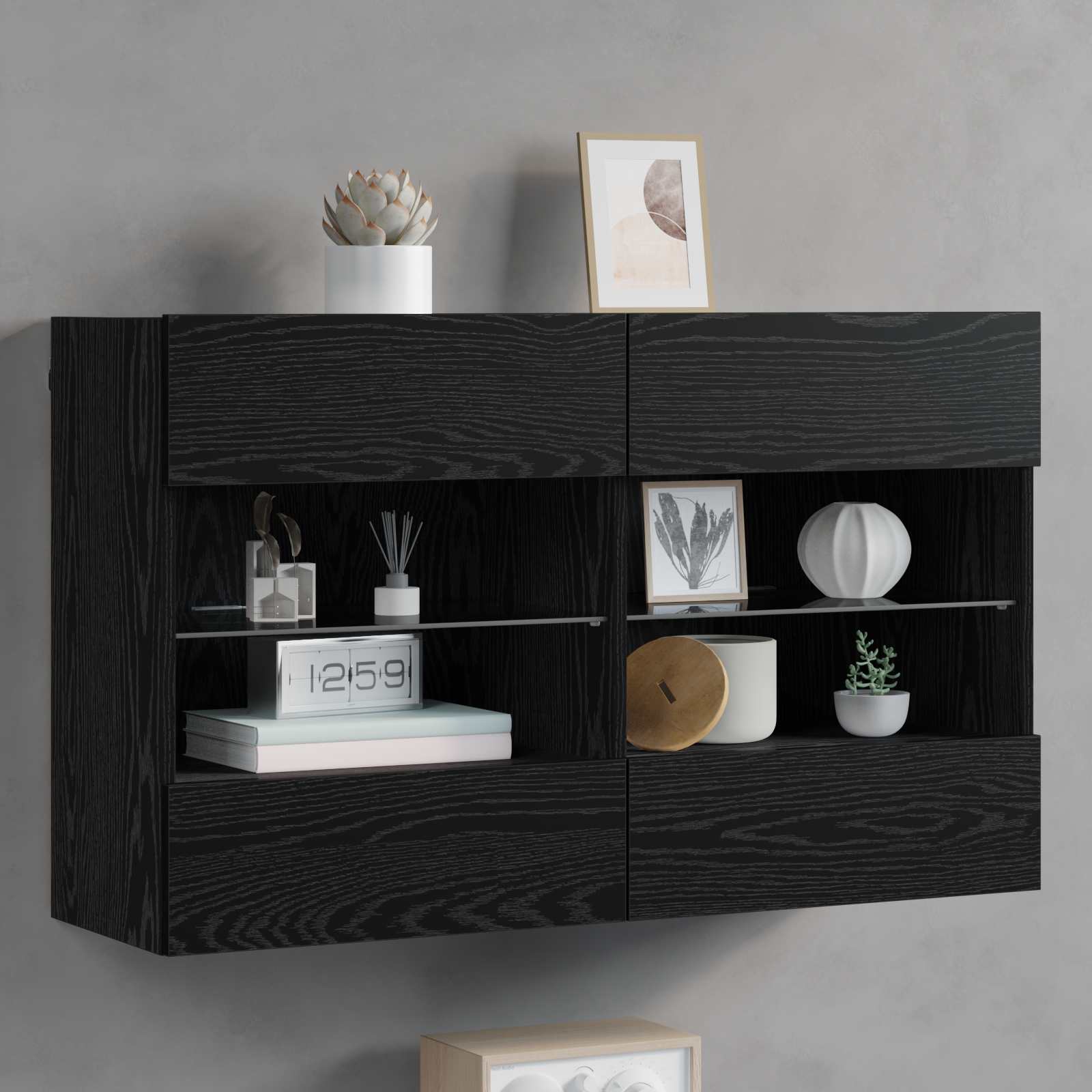 TV Wall Cabinet Black Oak 98.5 x 30 x 60.5 cm