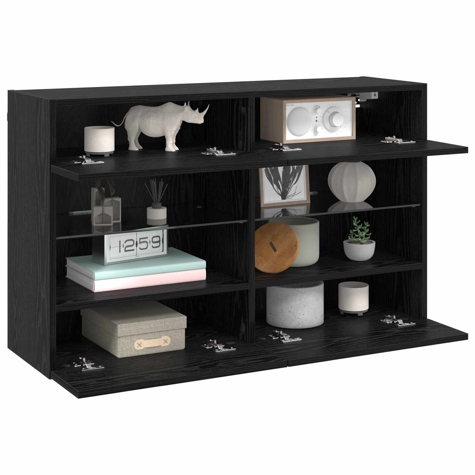 TV Wall Cabinet Black Oak 98.5 x 30 x 60.5 cm