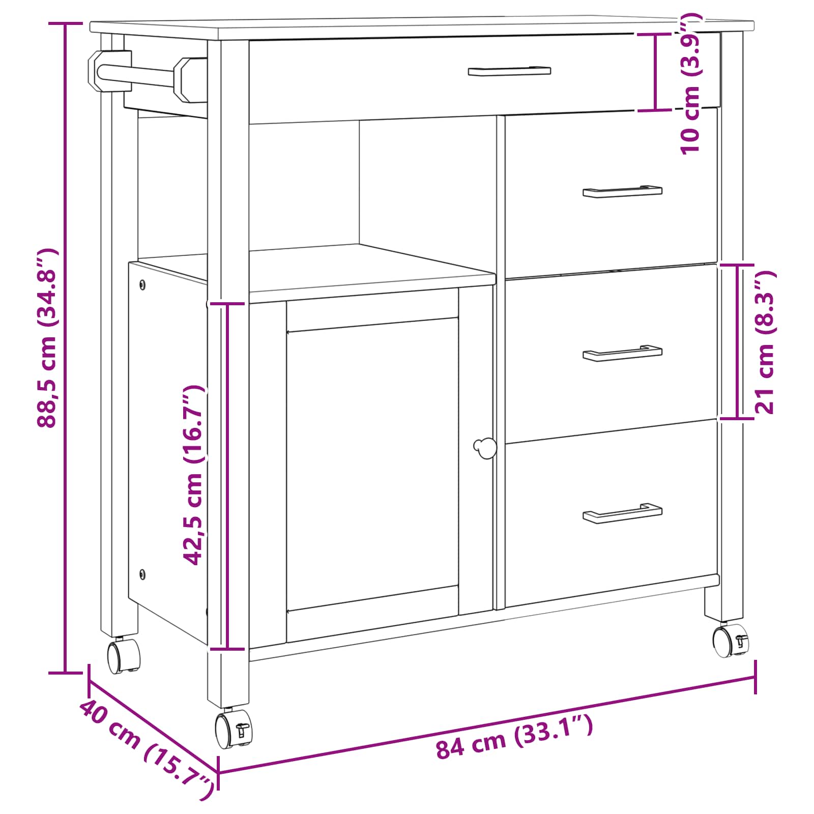 Kitchen Trolley Simple Black