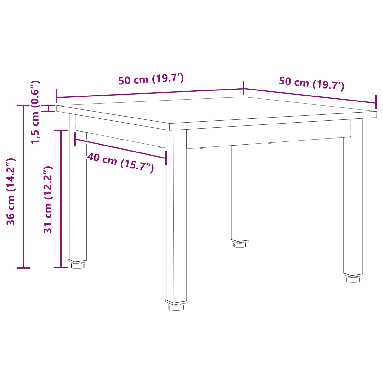 Coffee Table Natural 50 x 50 x 36 cm Solid Pine Wood