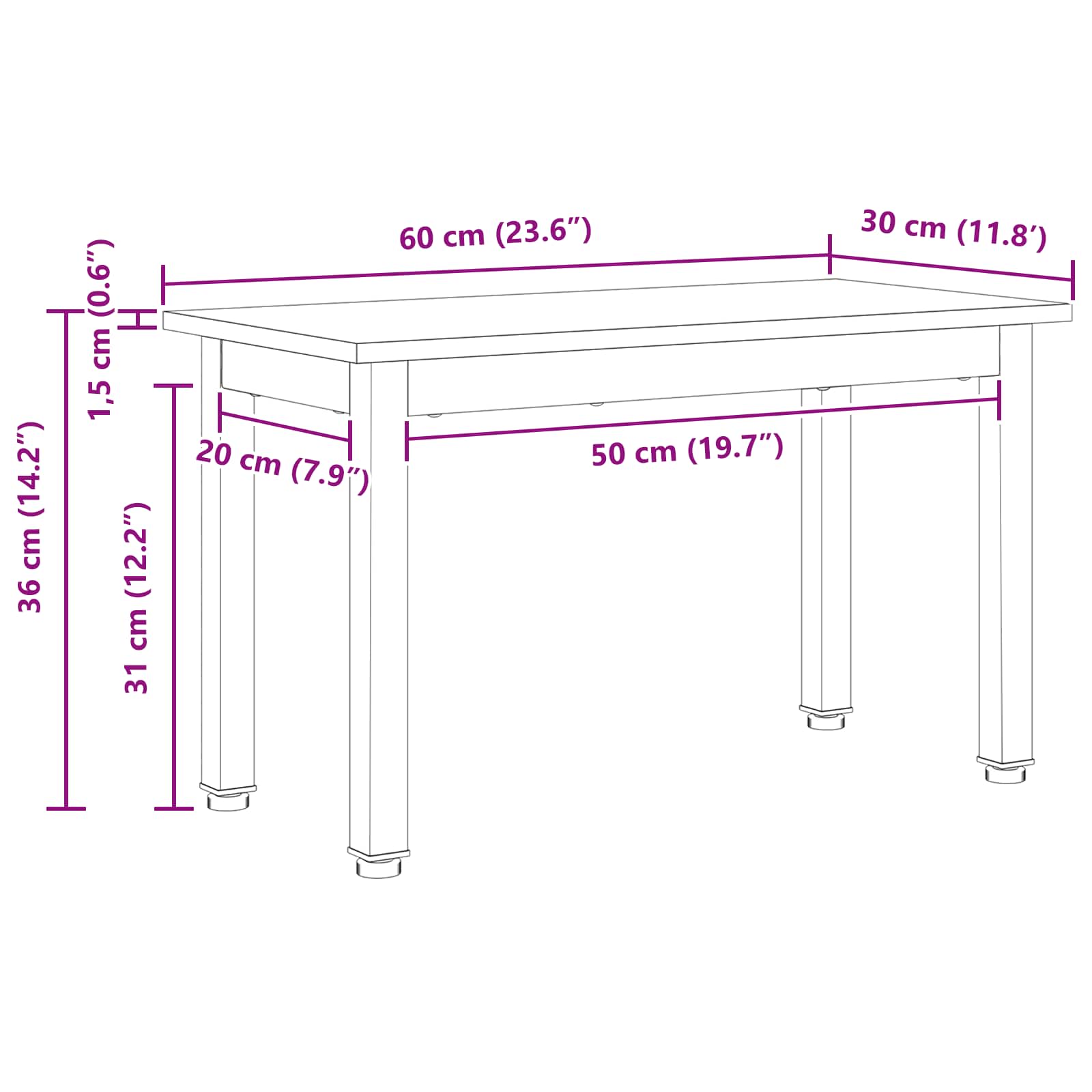 Coffee Table Natural 60 x 30 x 36 cm Solid pine wood