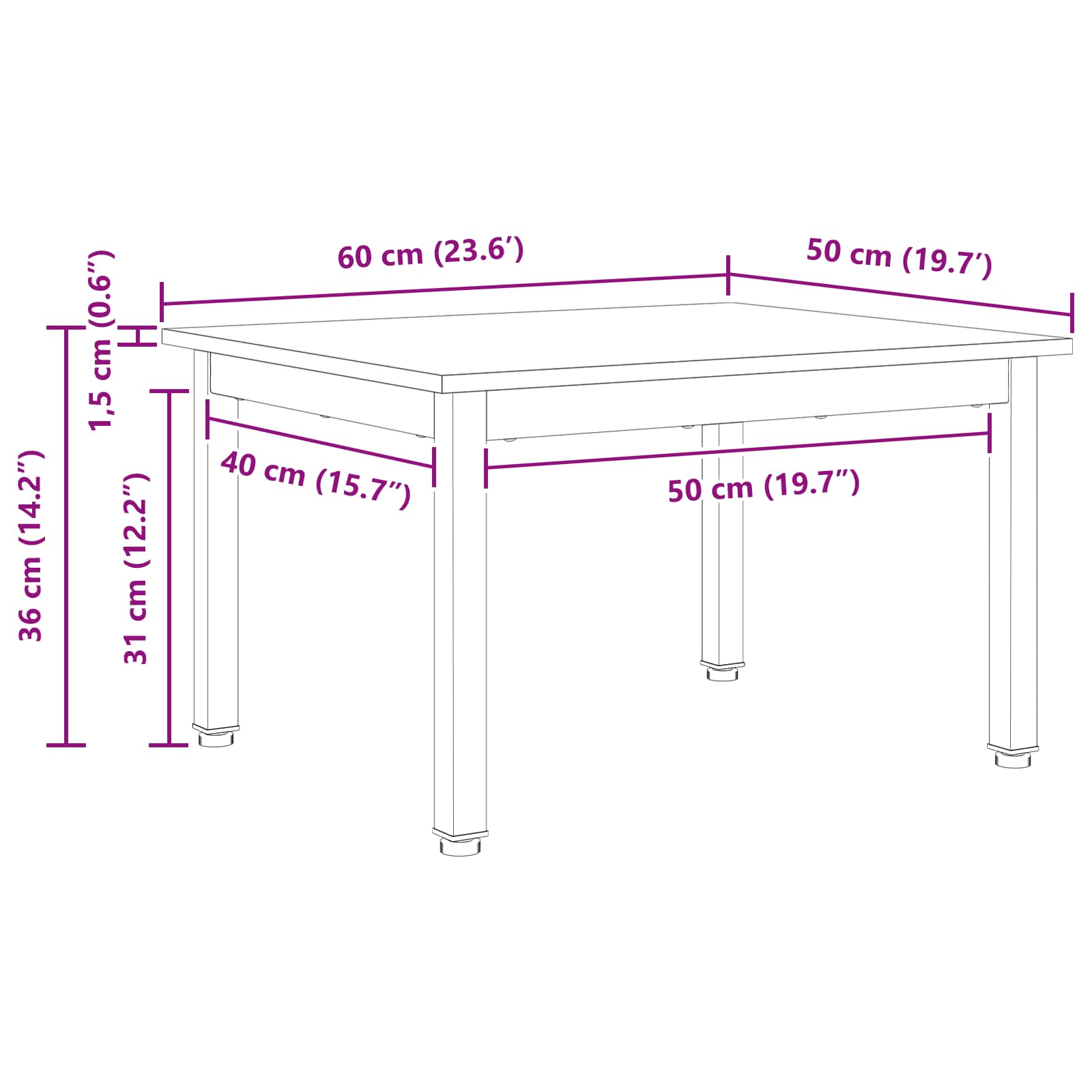 Coffee table Natural 60 x 50 x 36 cm Solid pine wood