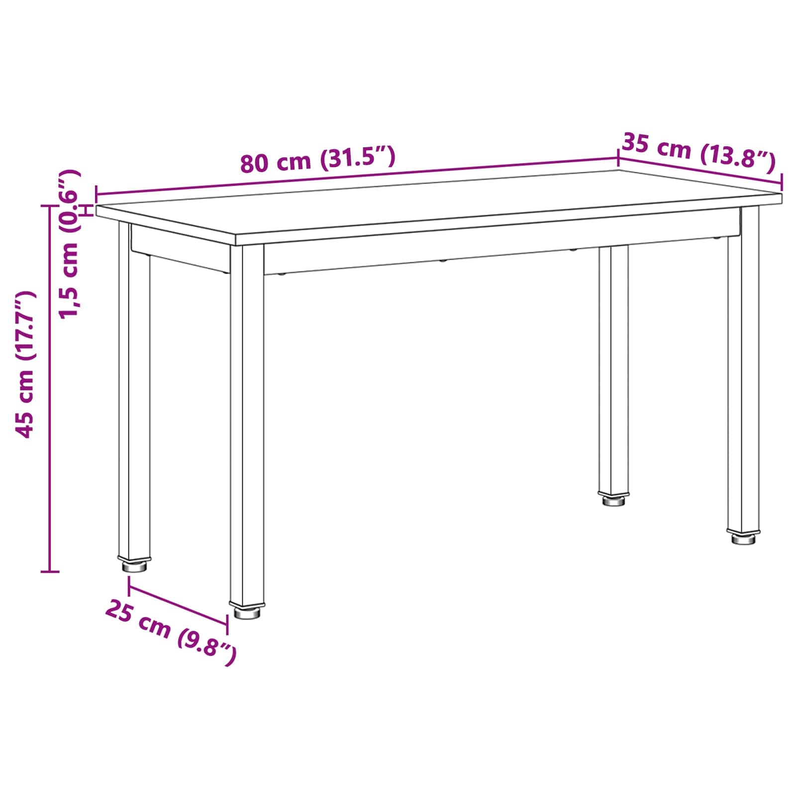 suoliukas Balta 80 x 35 x 45 cm Kietos pušies mediena