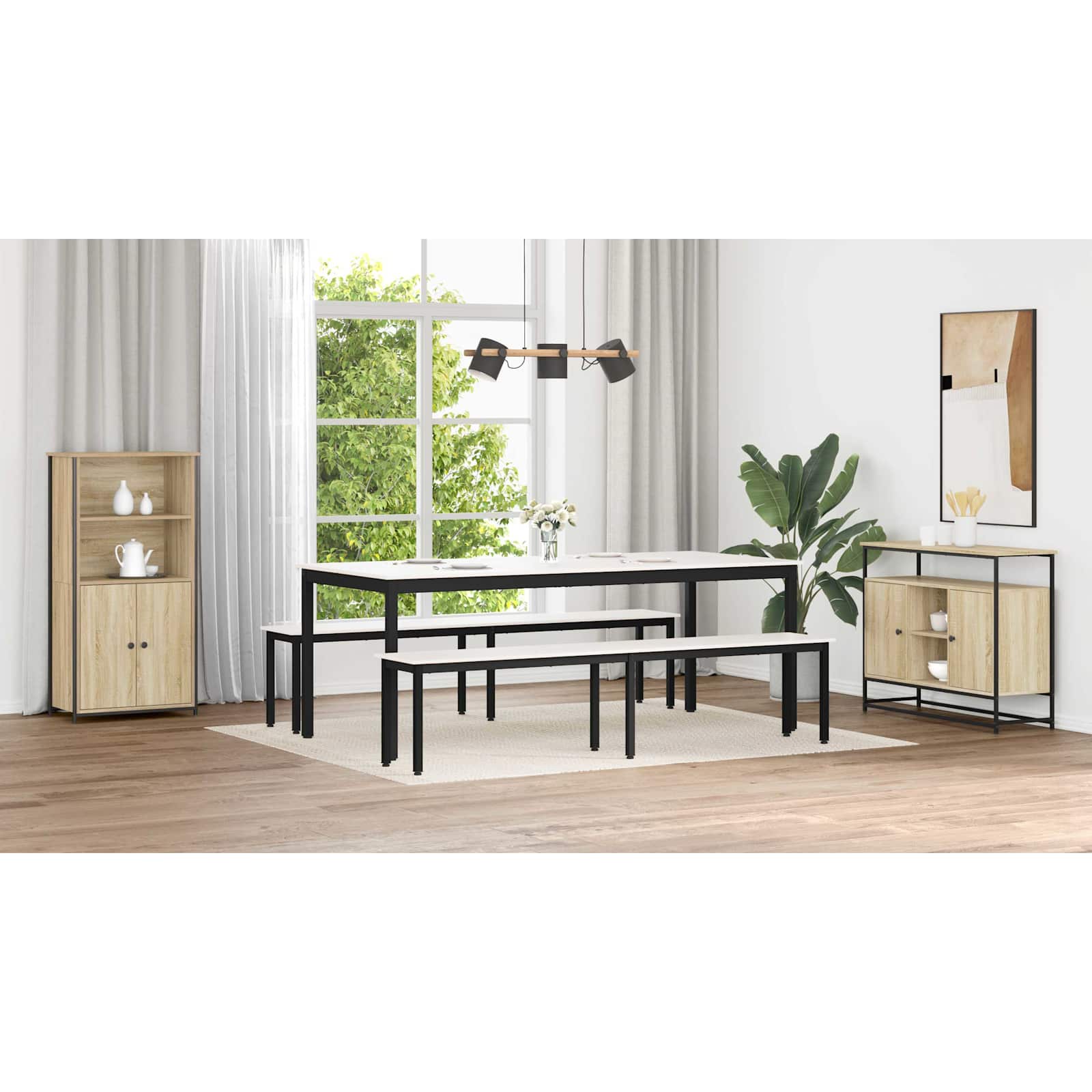 suoliukas Balta 200 x 35 x 45 cm Kietos pušies mediena