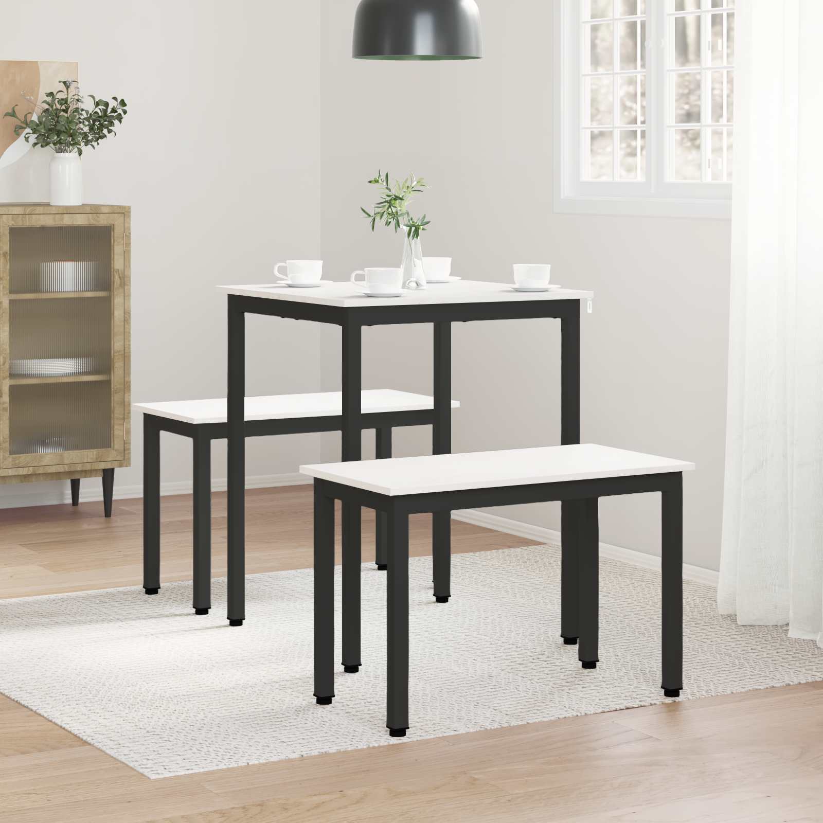Valgomojo stalas Balta 60 x 60 x 75 cm Kietos pušies mediena
