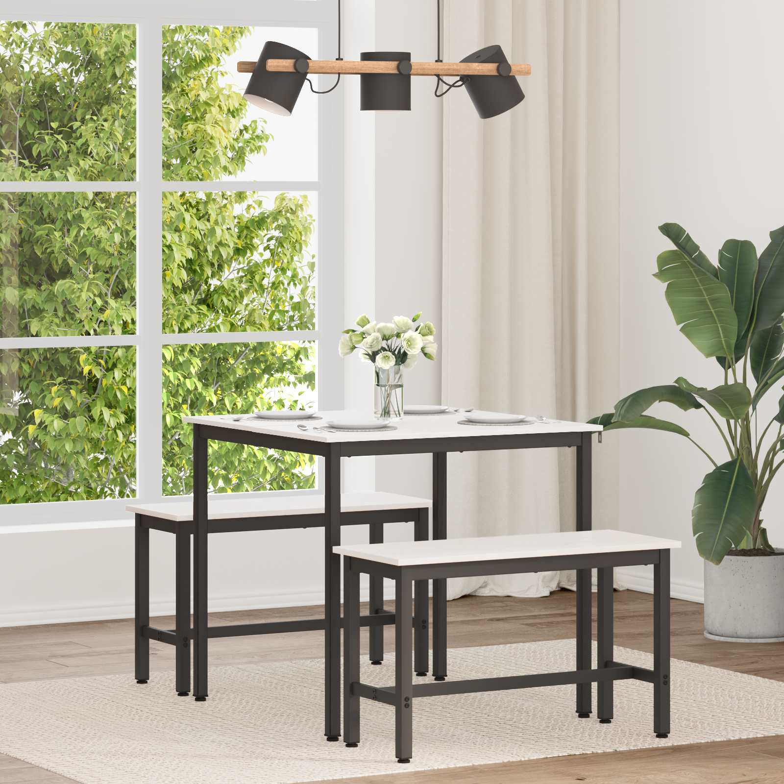 Valgomojo stalas Balta 80 x 80 x 75 cm Kietos pušies mediena