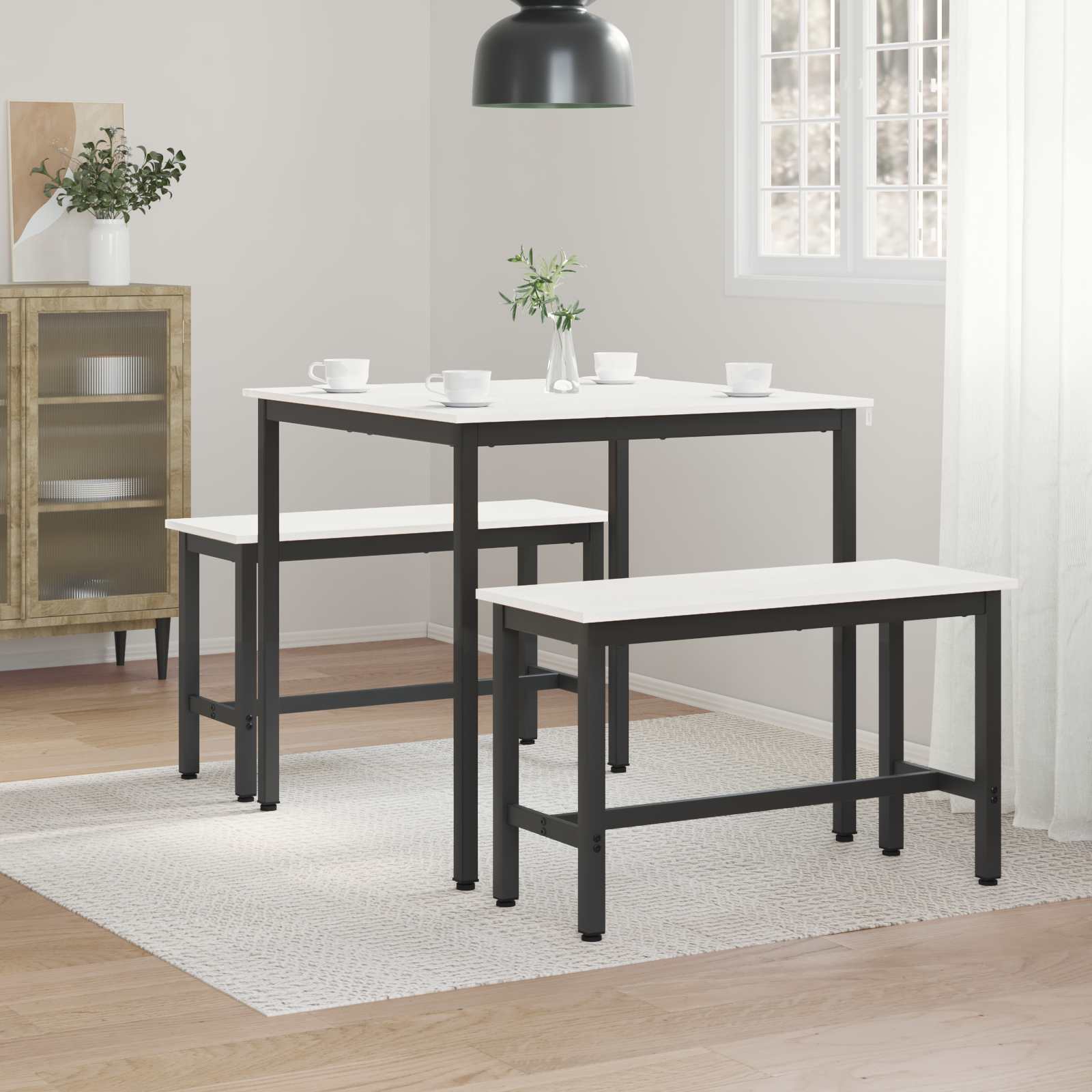Valgomojo stalas Balta 80 x 80 x 75 cm Kietos pušies mediena