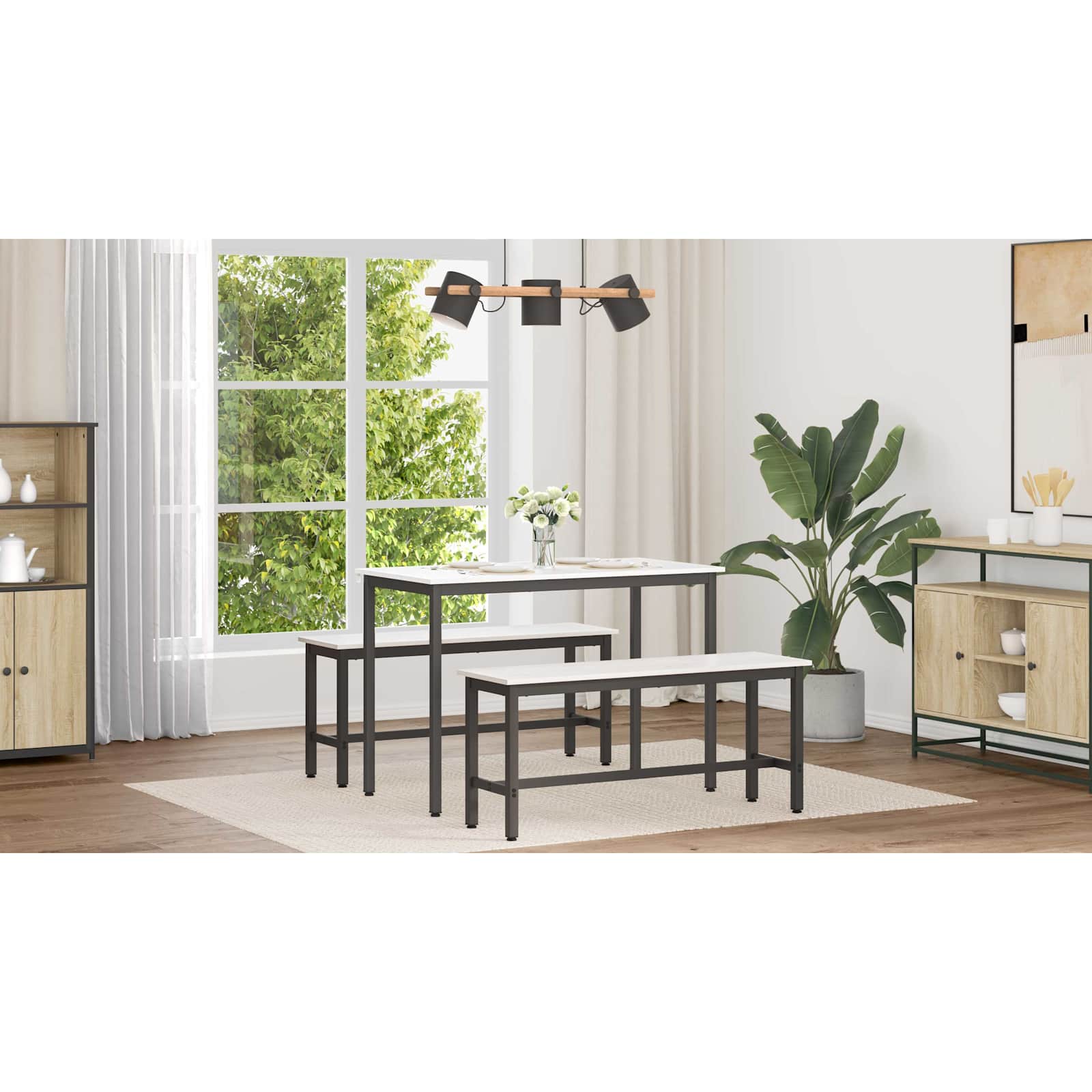 Valgomojo stalas Balta 110 x 55 x 75 cm Kietos pušies mediena