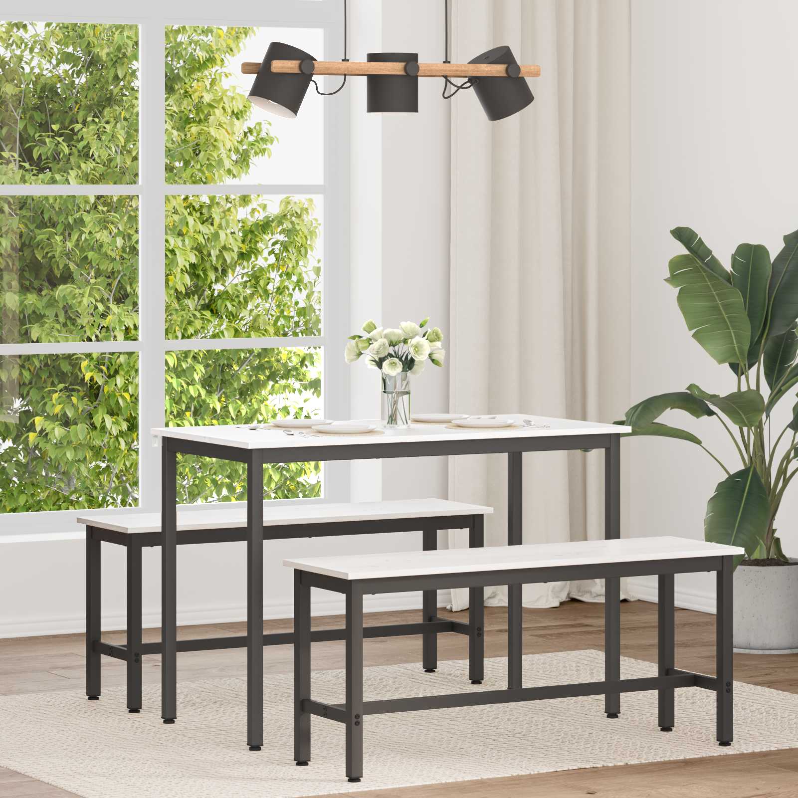 Valgomojo stalas Balta 110 x 55 x 75 cm Kietos pušies mediena
