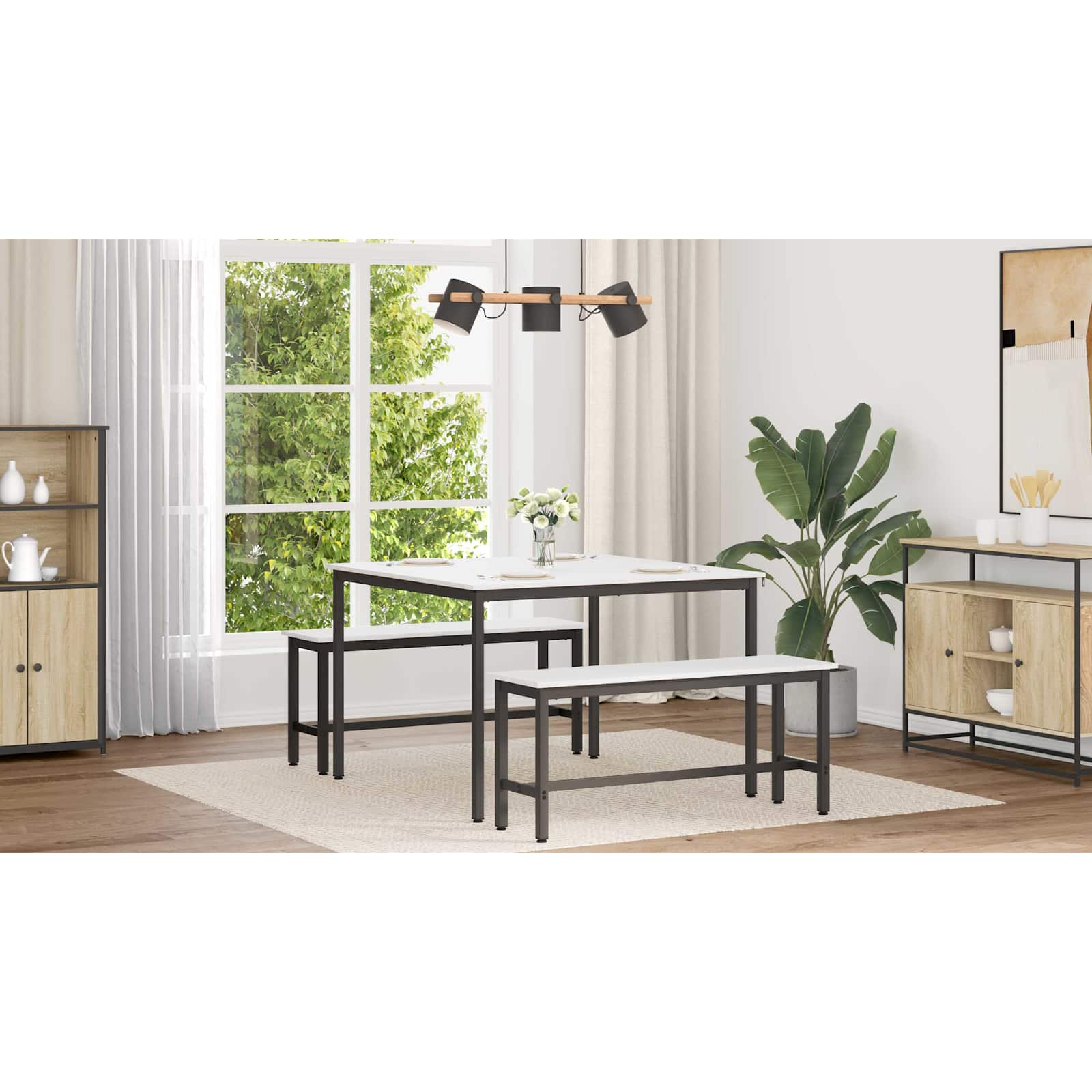 Valgomojo stalas Balta 110 x 110 x 75 cm Kietos pušies mediena