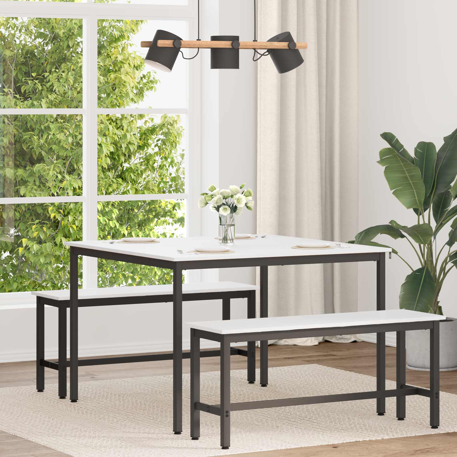 Valgomojo stalas Balta 110 x 110 x 75 cm Kietos pušies mediena