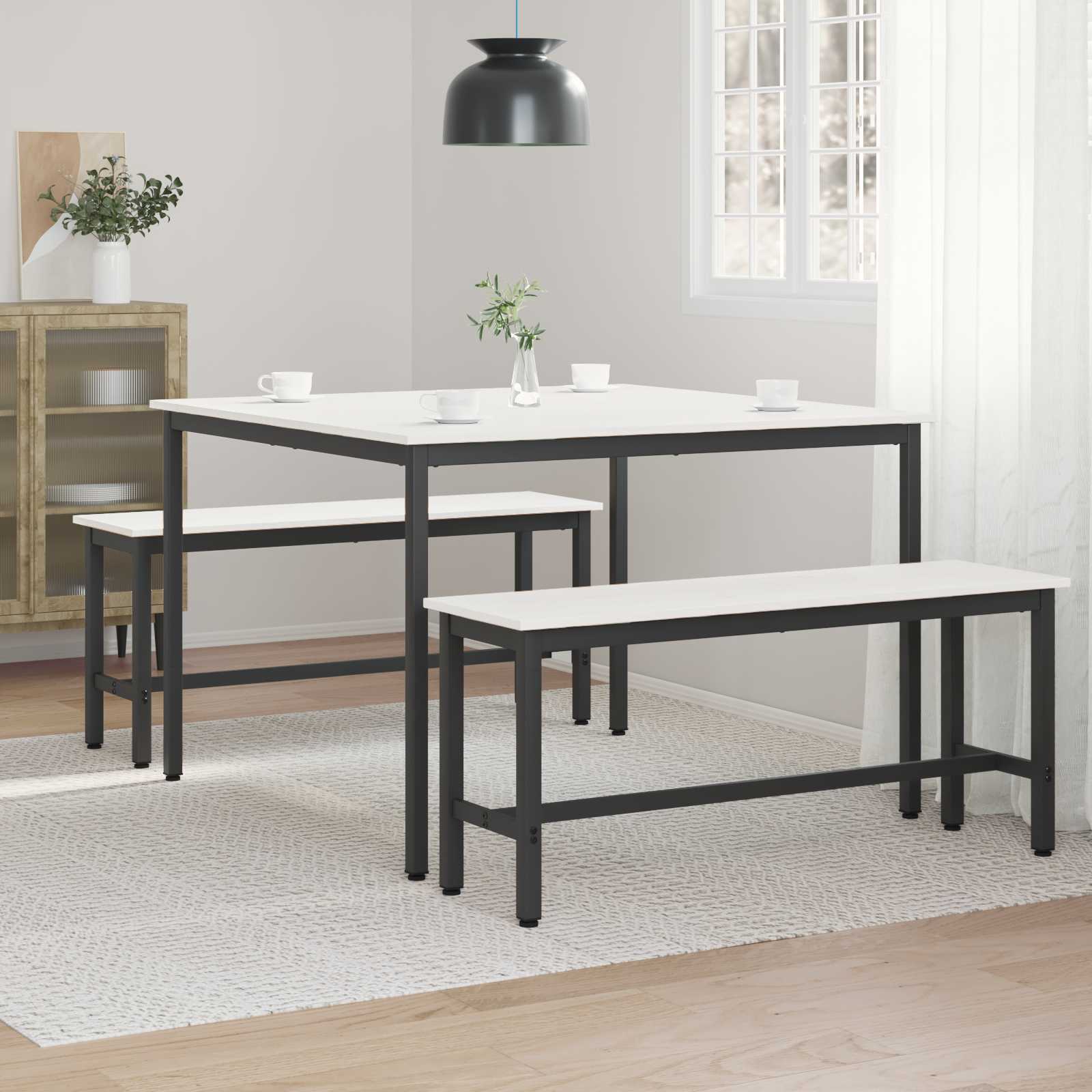 Valgomojo stalas Balta 110 x 110 x 75 cm Kietos pušies mediena
