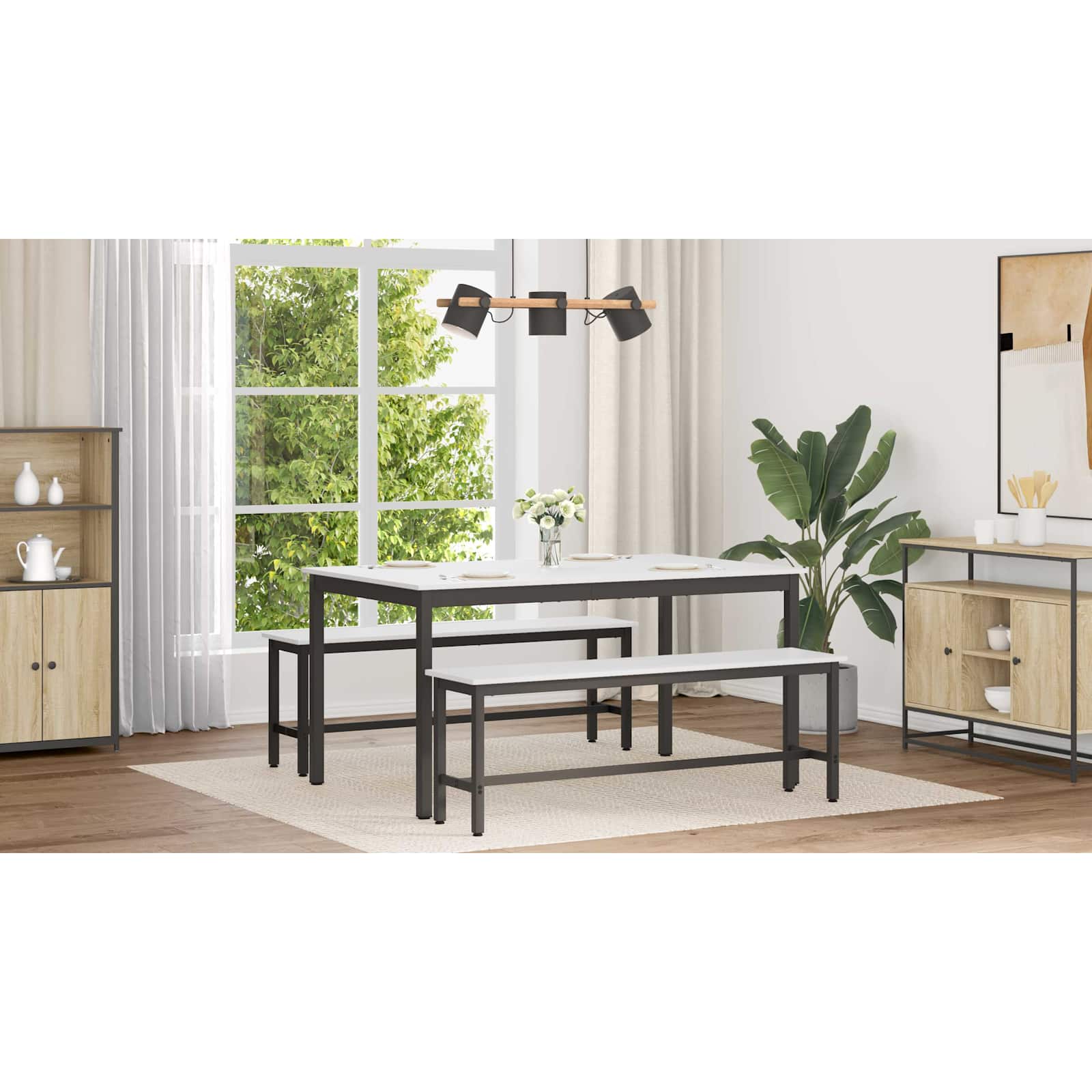 Valgomojo stalas Balta 150 x 90 x 75 cm Kietos pušies mediena