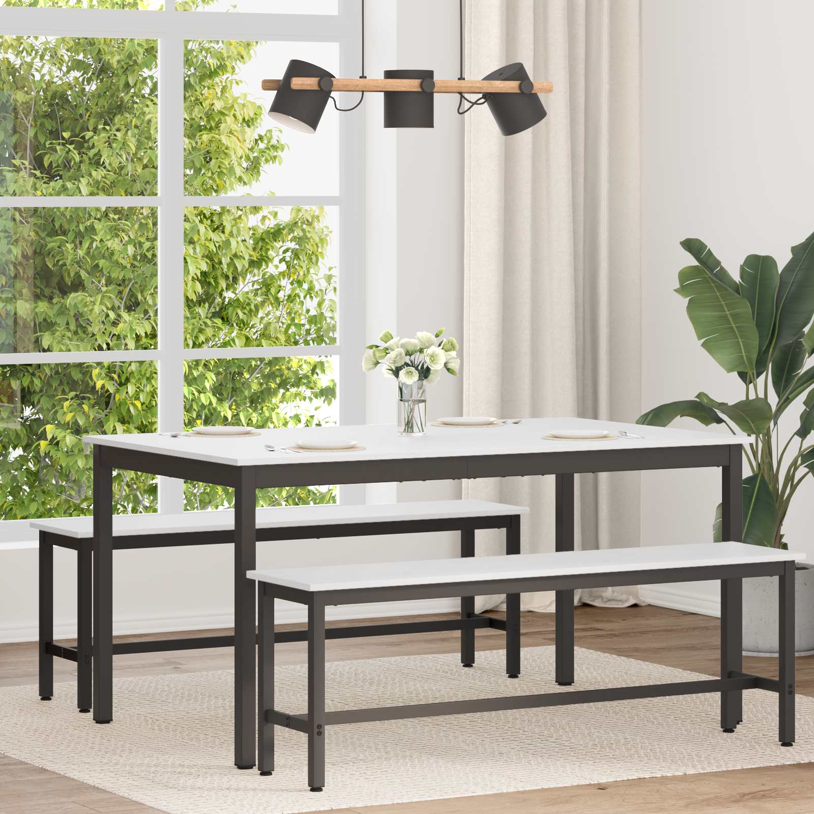 Valgomojo stalas Balta 150 x 90 x 75 cm Kietos pušies mediena