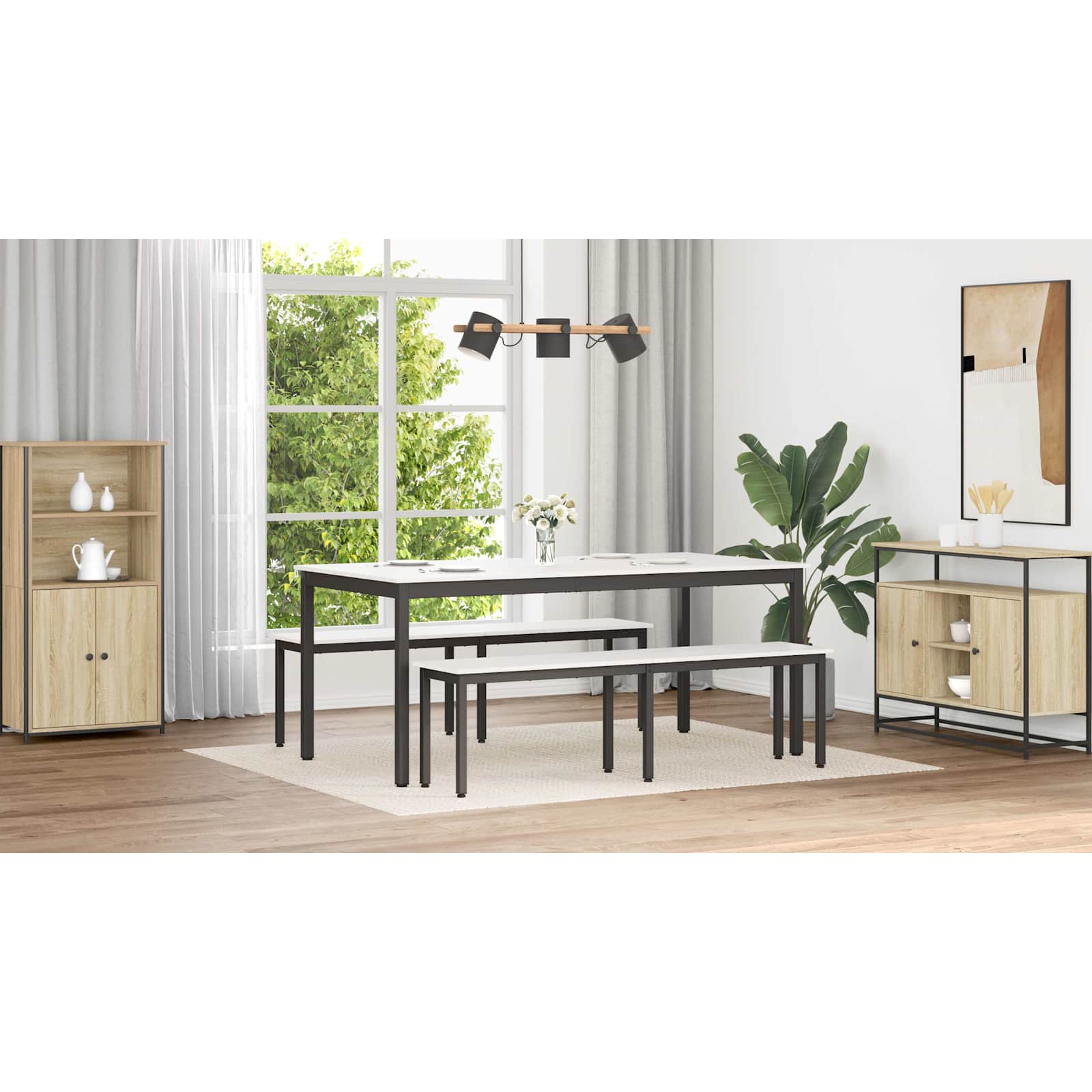 Valgomojo stalas Balta 180 x 90 x 75 cm Kietos pušies mediena