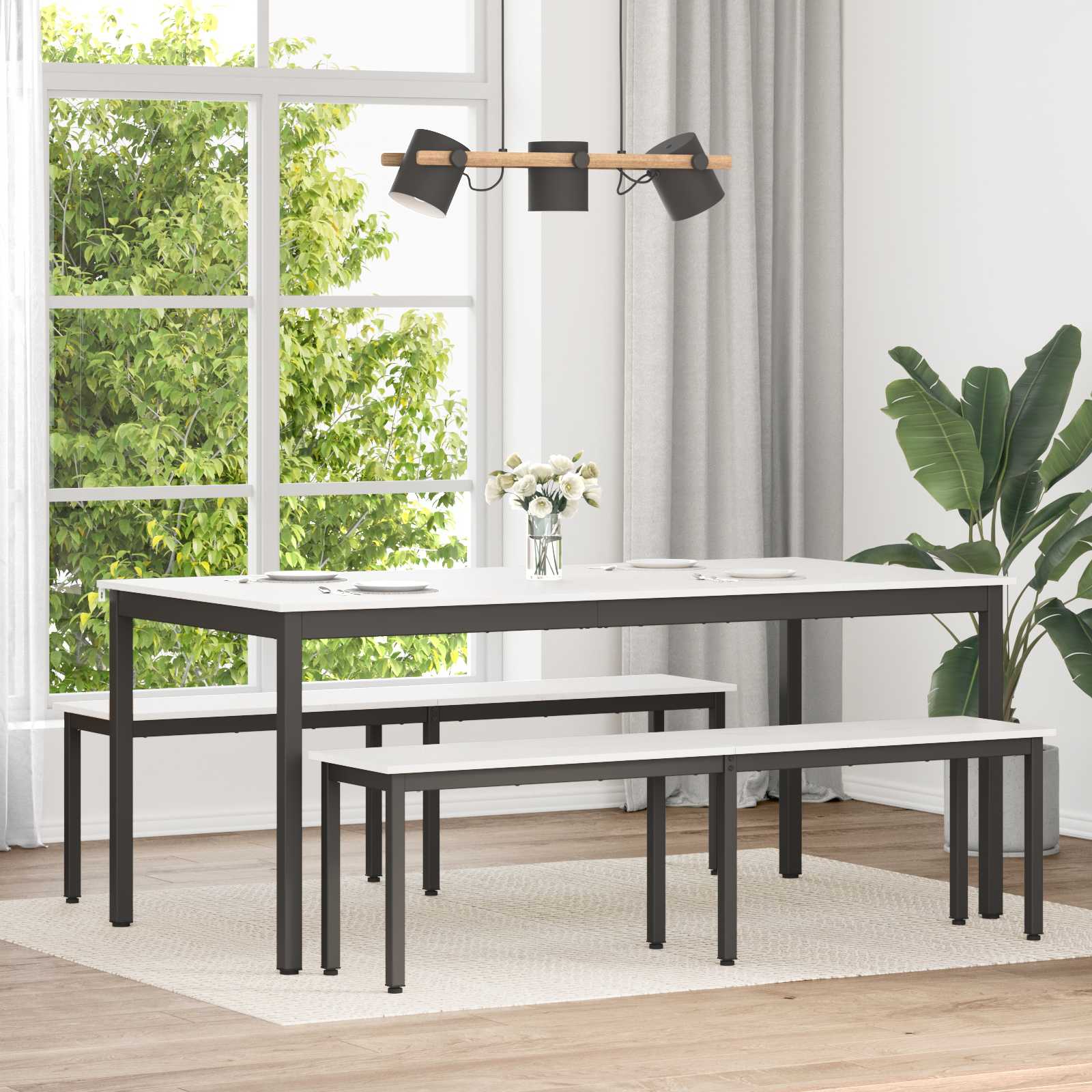 Valgomojo stalas Balta 180 x 90 x 75 cm Kietos pušies mediena