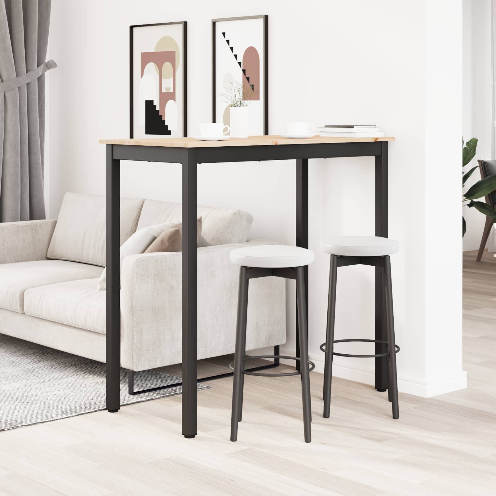 Baro stalas 110 x 55 x 105 cm Kietos pušies mediena Natūrali