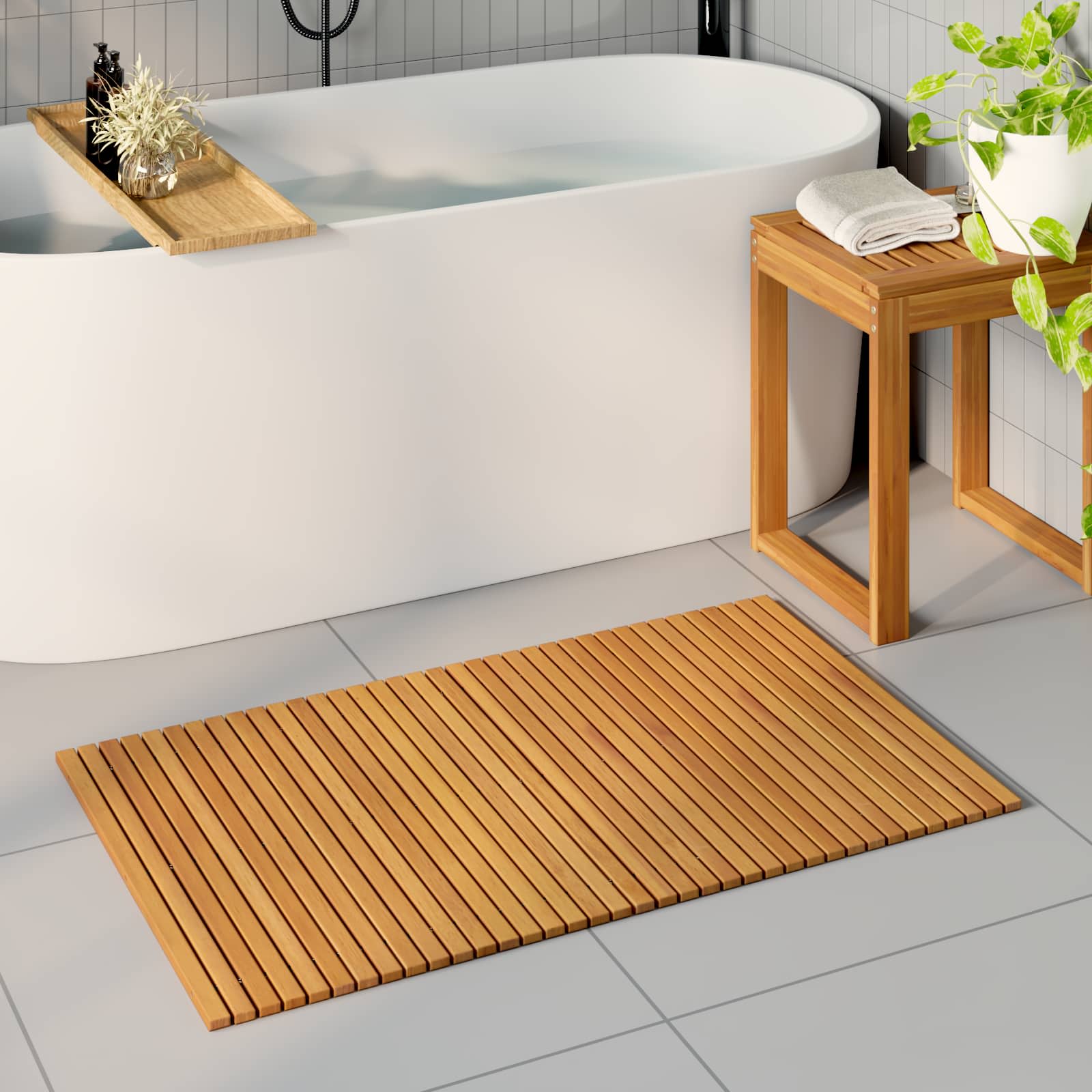 Badematte Ruda 100 x 60 cm Kietos akacijos mediena