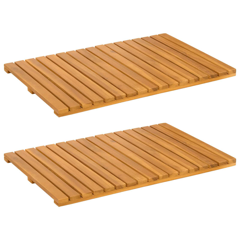 Bath Mat Plain Brown 60 x 40 cm Wood