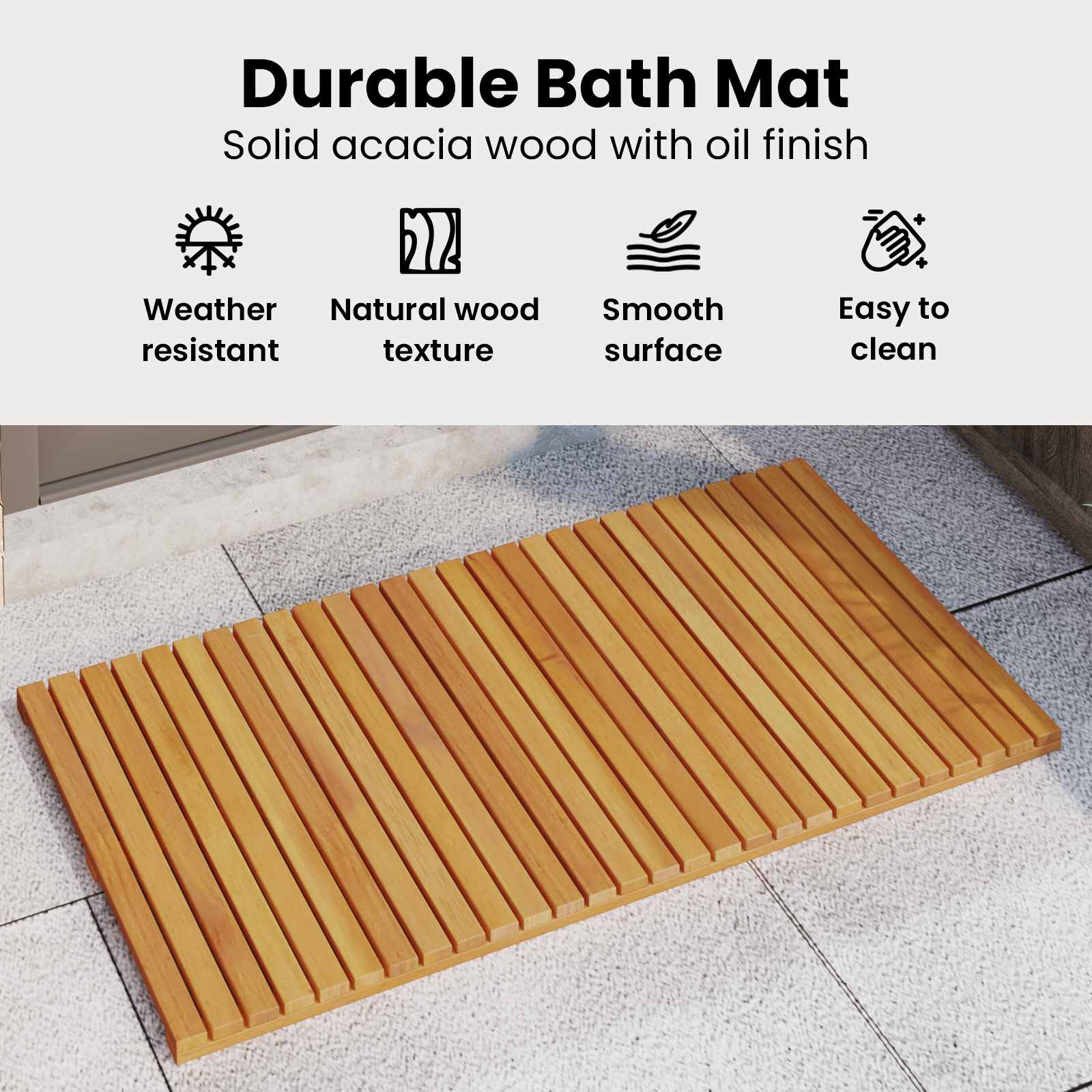 Bath mat Simple Brown 100 x 55 cm Wood