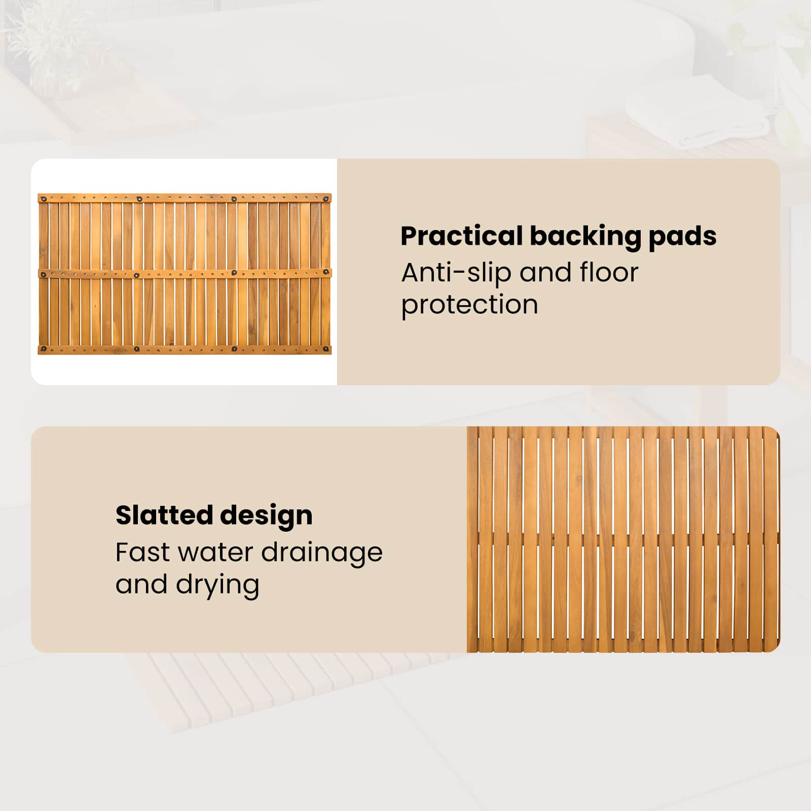 Bath mat Simple Brown 100 x 55 cm Wood