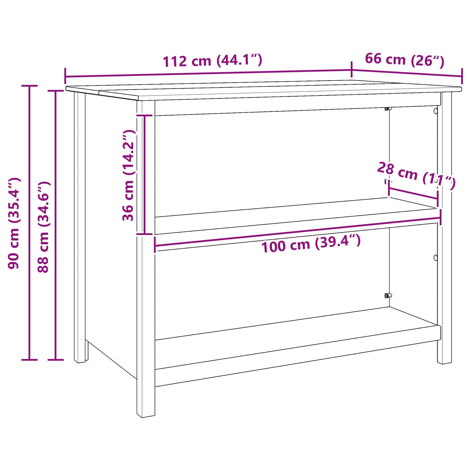 Virtuves sala HILL Balta 112 x 66 x 90 cm