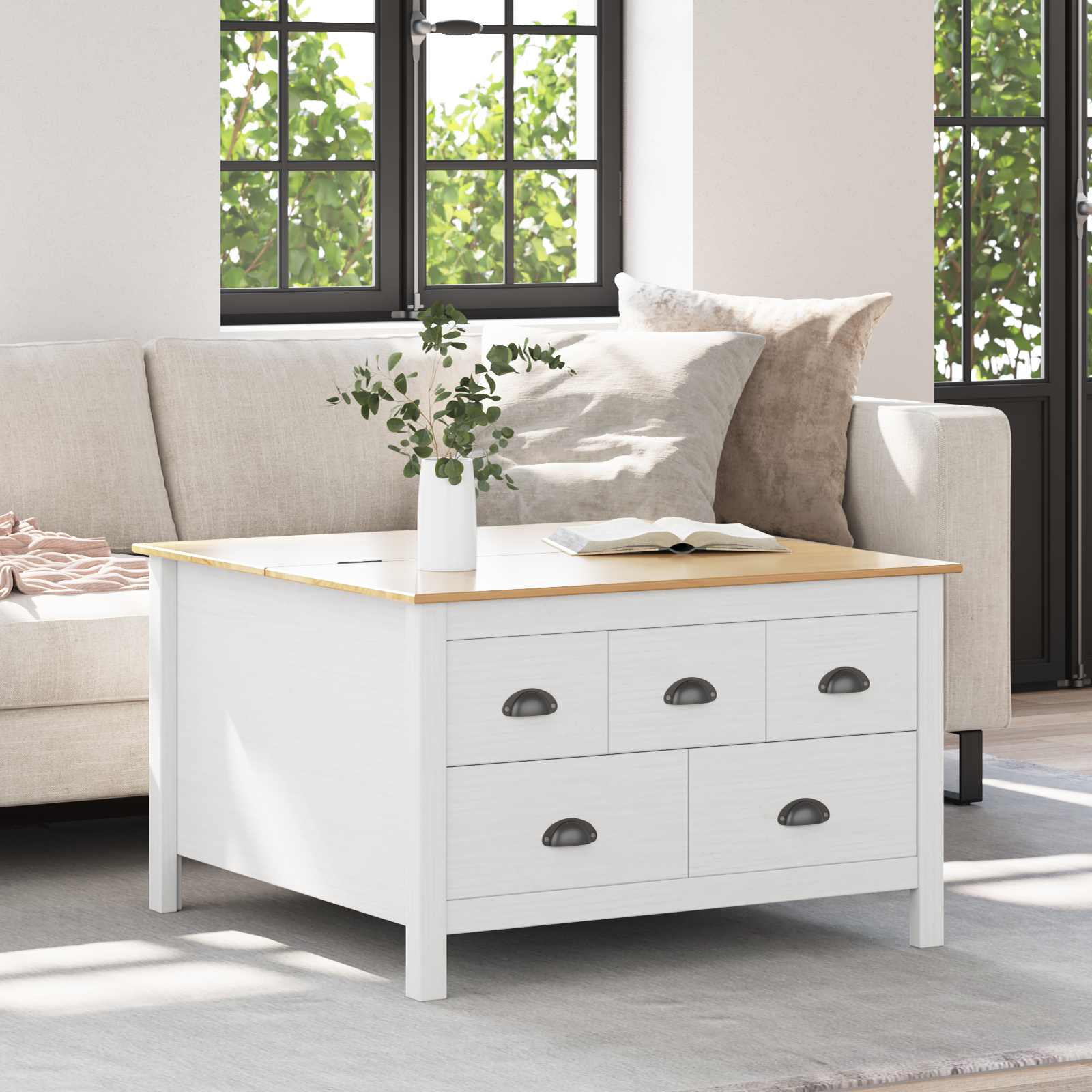 Coffee Table White and Honey Brown 79.5 x 79.5 x 49 cm
