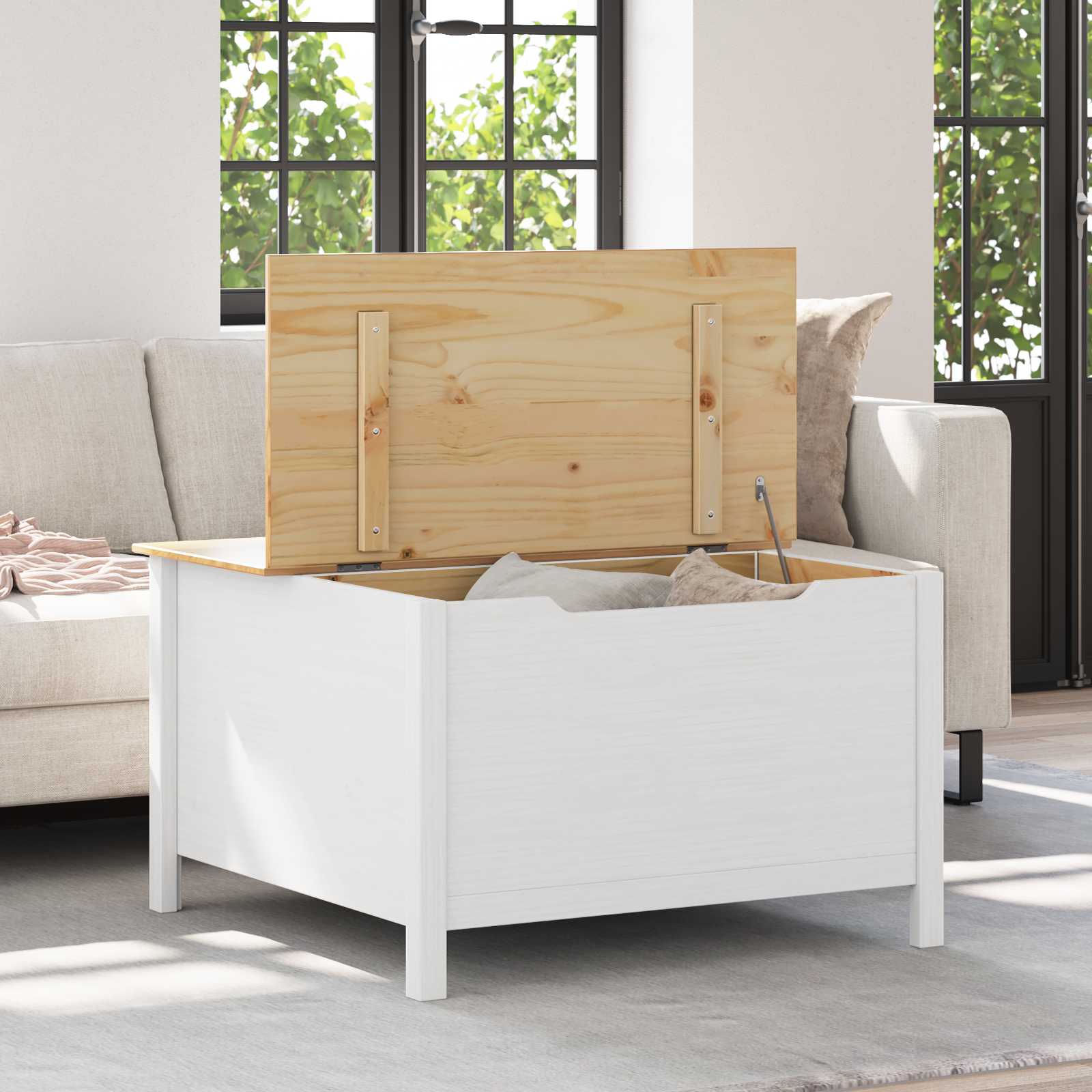 Kavos staliukas Balta ir medaus ruda 79.5 x 79.5 x 49 cm