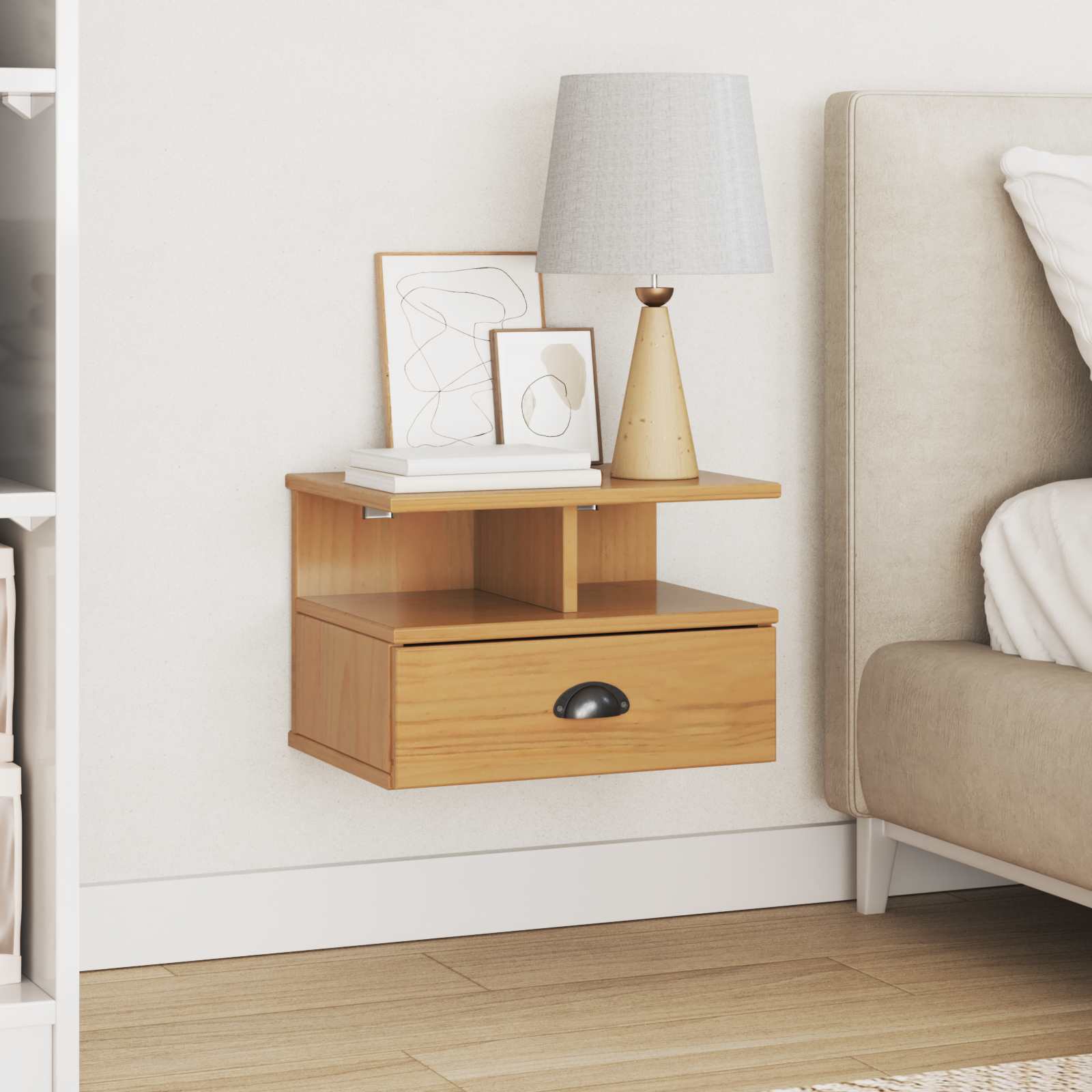 Bedside cabinet with a drawer Honey brown 40 x 31 x 27 cm