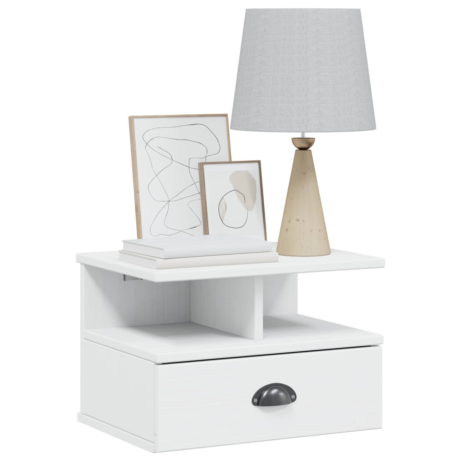 Bedside cabinet White 40 x 31 x 27 cm Solid pine wood