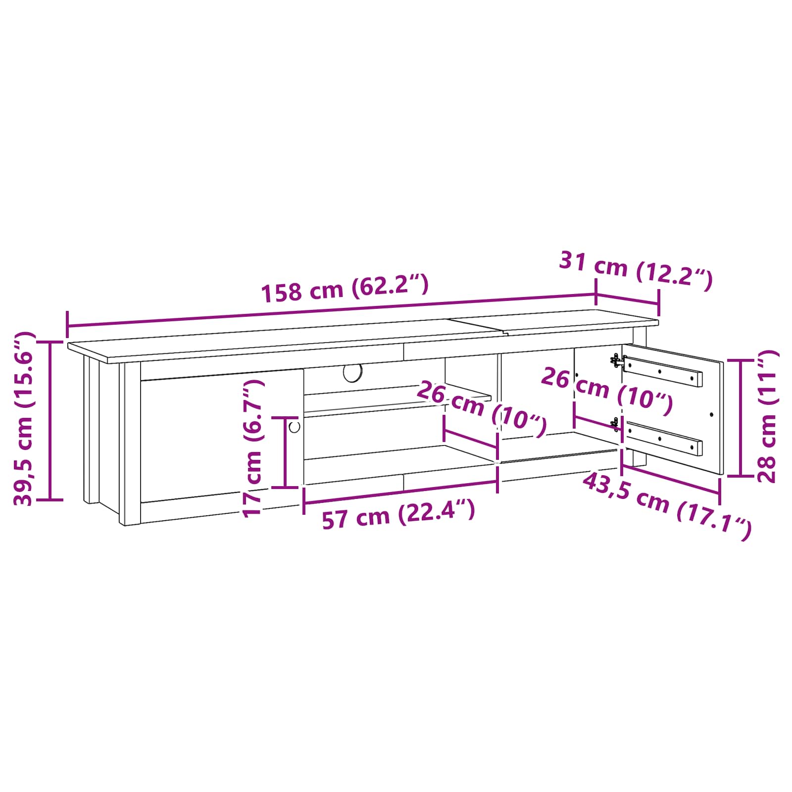Televizoriaus stovas HILL Medus ruda 158 x 40 x 39.5 cm