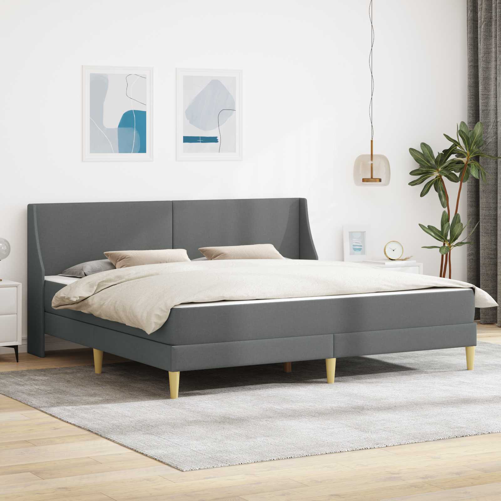 Lovos rėmas su čiužiniu Tamsiai pilka 180 x 200 cm Poliesteris