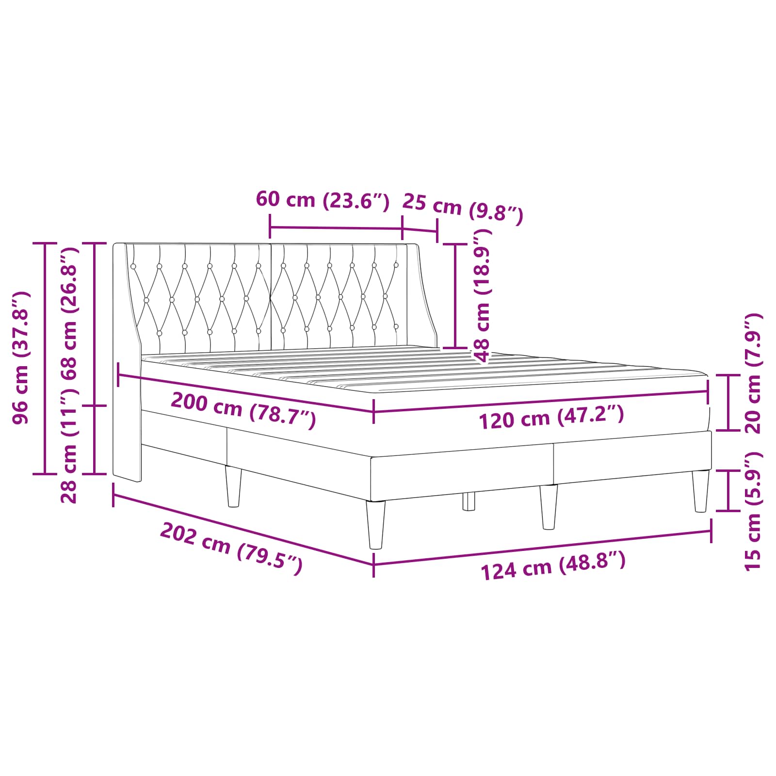 Bed frame with mattress 2 pcs Dark gray Velvet