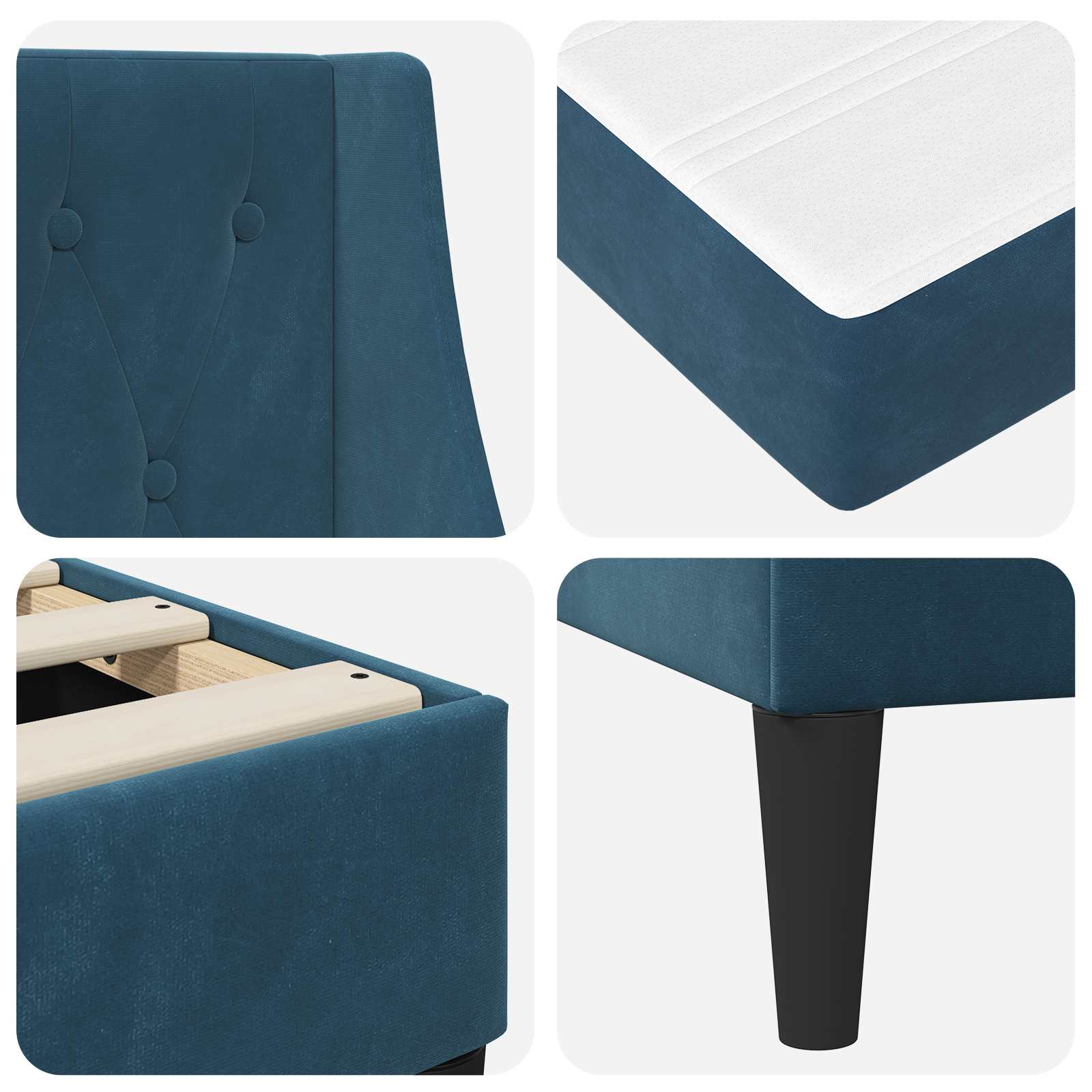 Bed frame with mattress with headboard 2 pcs Blue Velvet