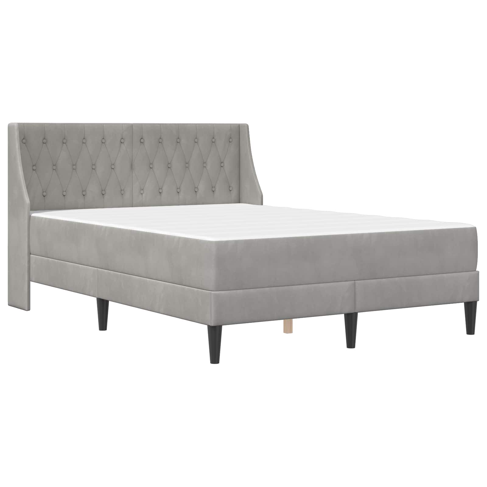 Bed Frame with Mattress Light Grey 140 x 190 cm Velvet