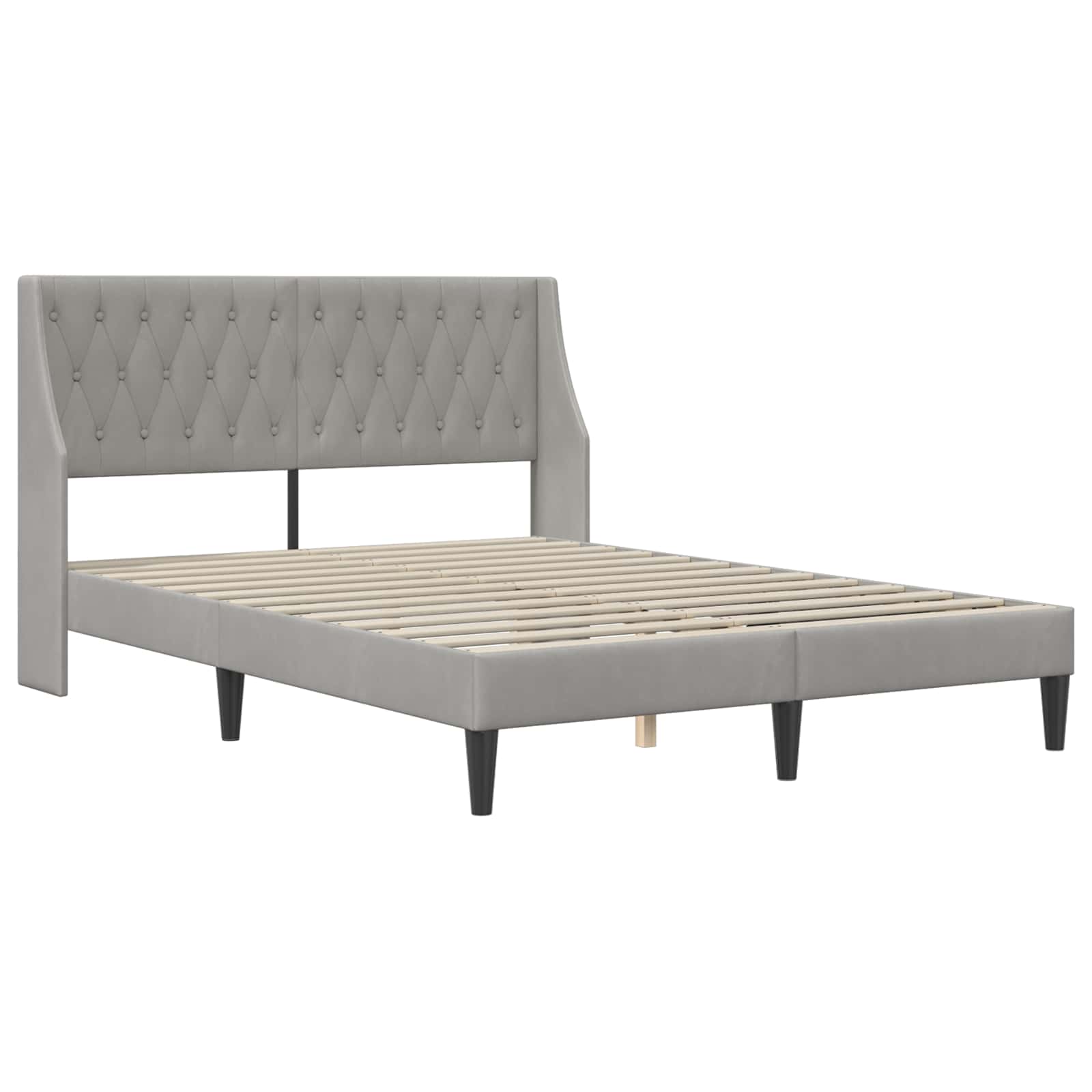 Bed Frame with Mattress Light Grey 140 x 190 cm Velvet
