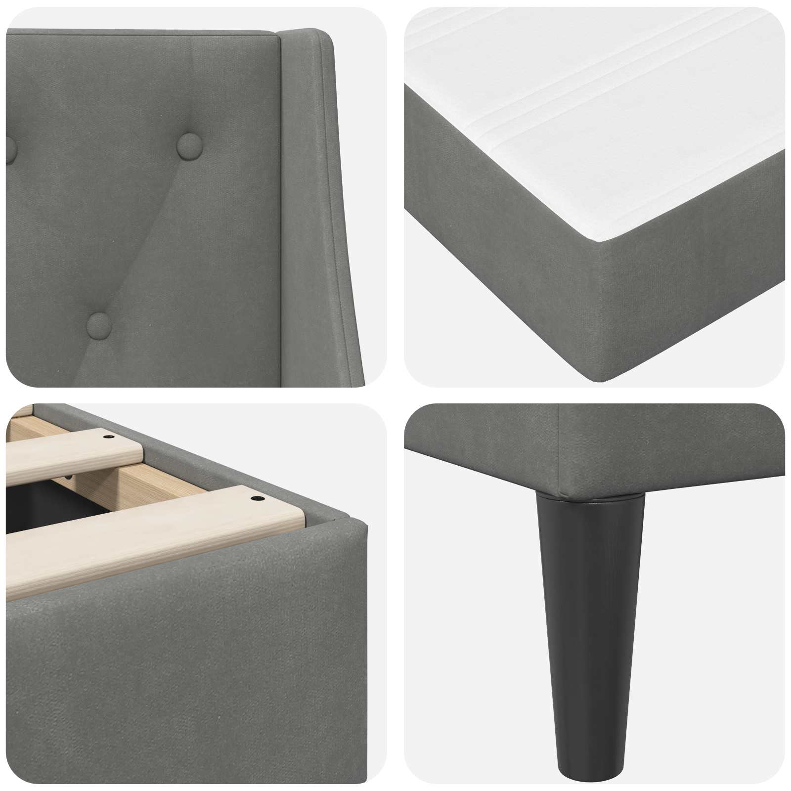 Bed frame with mattress 2 pcs Dark gray Velvet