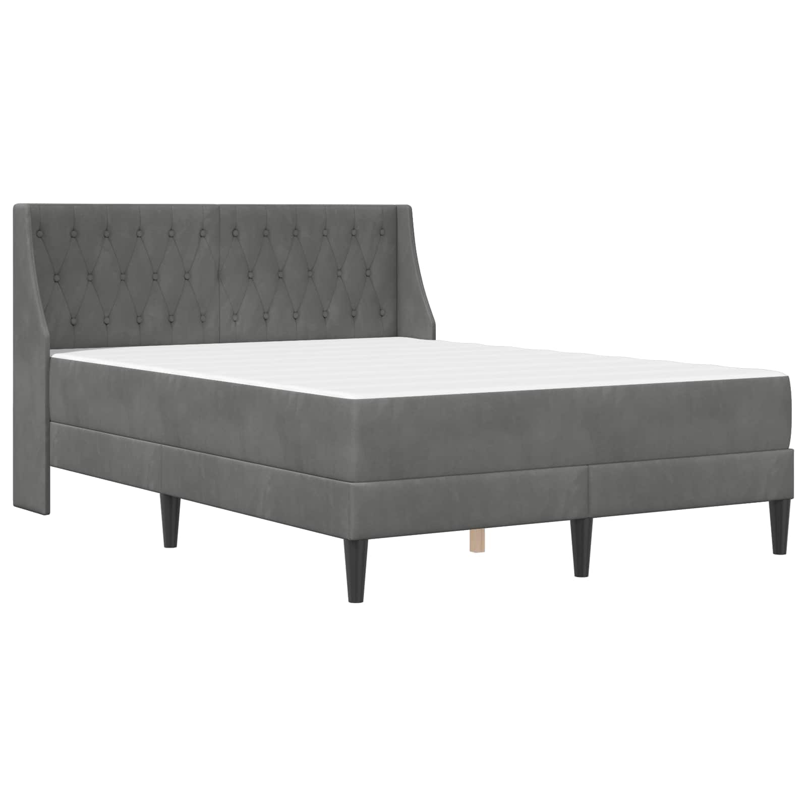 Bed frame with mattress 2 pcs Dark gray Velvet