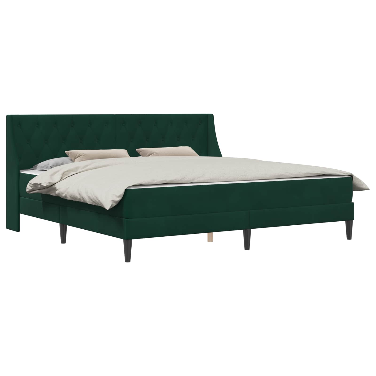 Bed frame with mattress 2 pcs Dark green Velvet