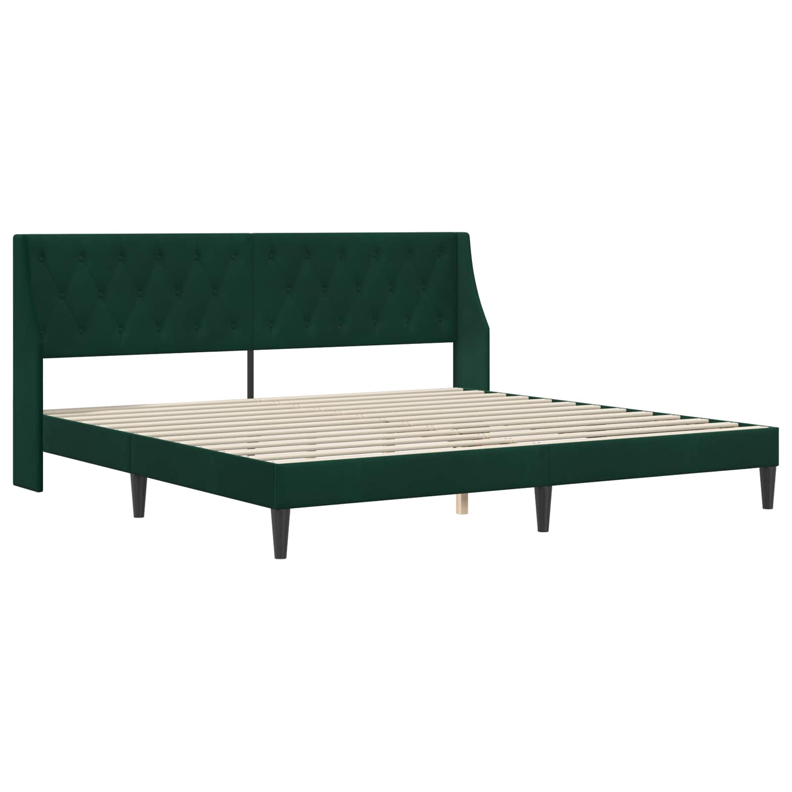 Bed frame with mattress 2 pcs Dark green Velvet