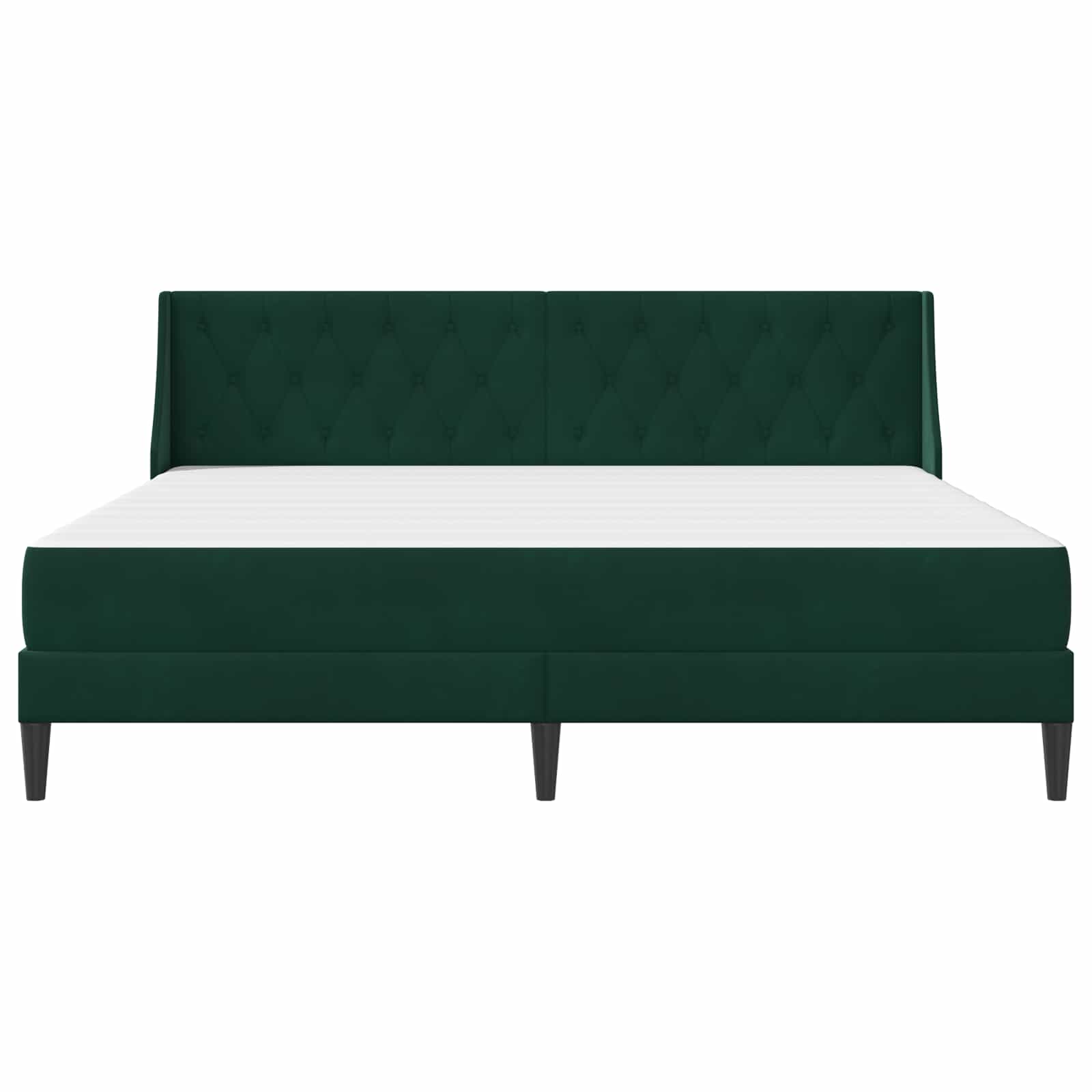 Bed frame with mattress 2 pcs Dark green Velvet