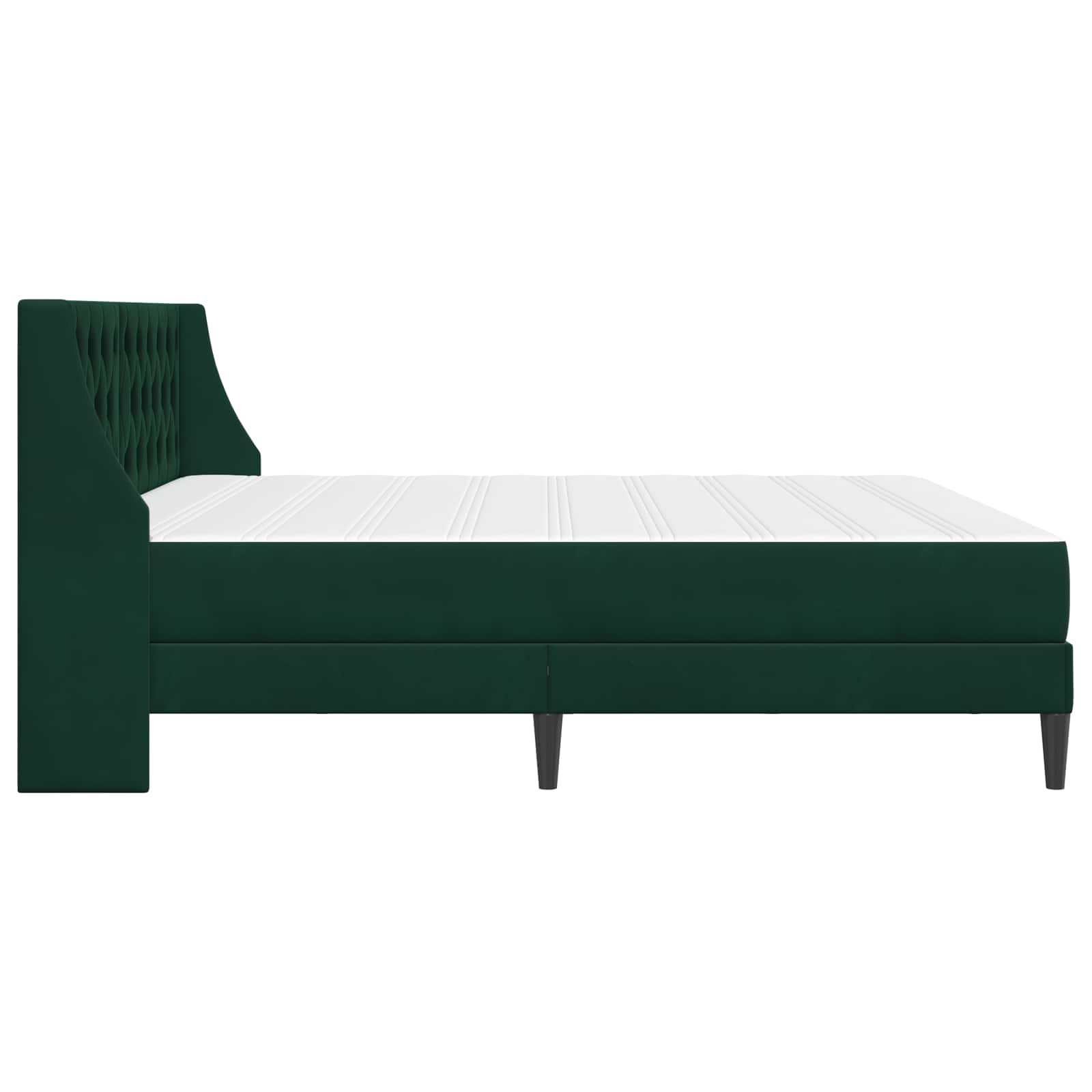 Bed frame with mattress 2 pcs Dark green Velvet