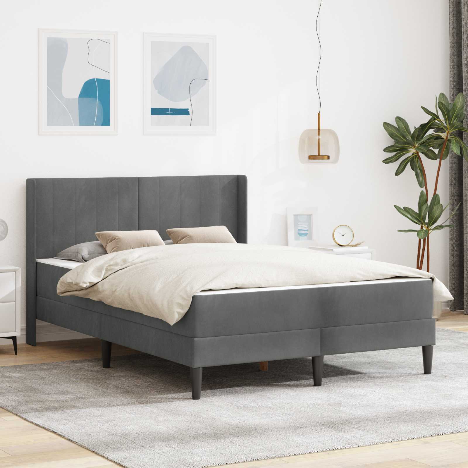 Bed frame Dark grey 120 x 190 cm Velvet
