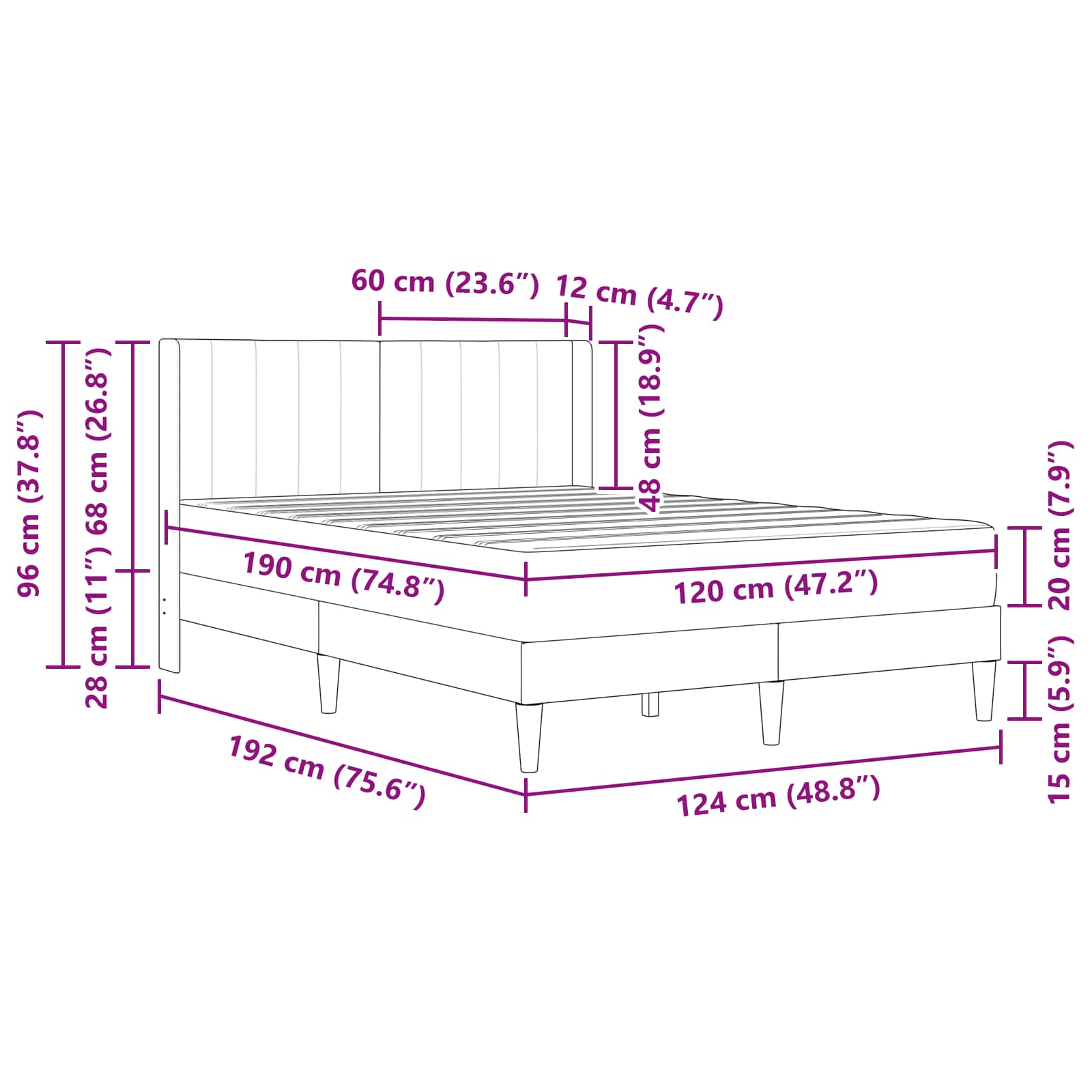Bed Frame Blue 120 x 190 cm Velvet
