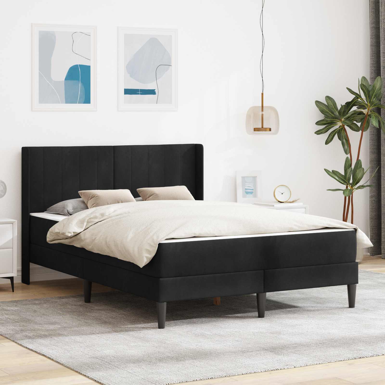 Bed frame Black 140 x 190 cm Velvet