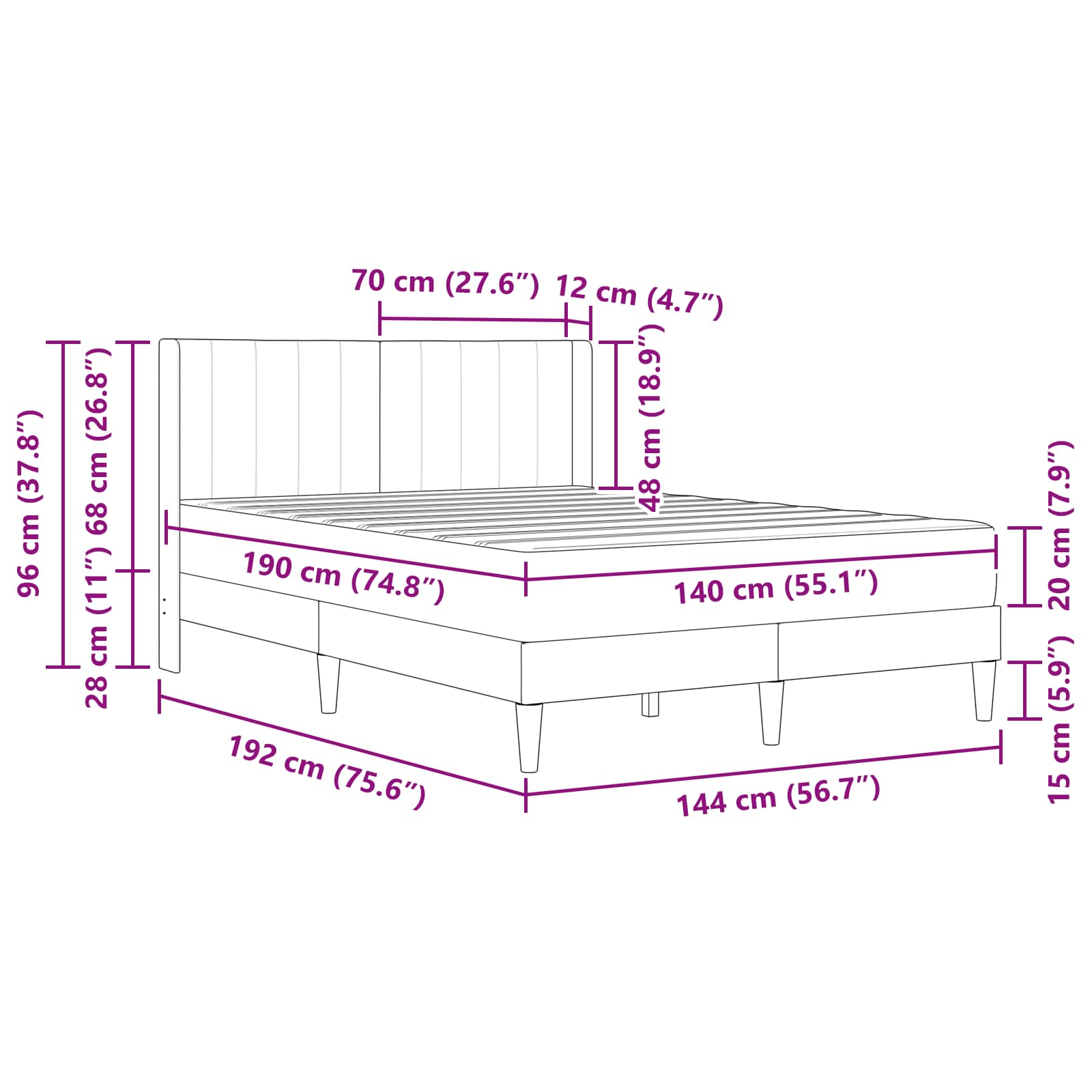 Bed Frame Blue 140 x 190 cm Velvet