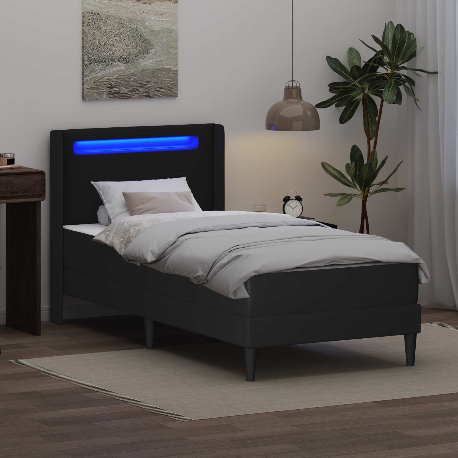 Gultas rāmis ar matraci Melns 90 x 190 cm Mākslīgā āda